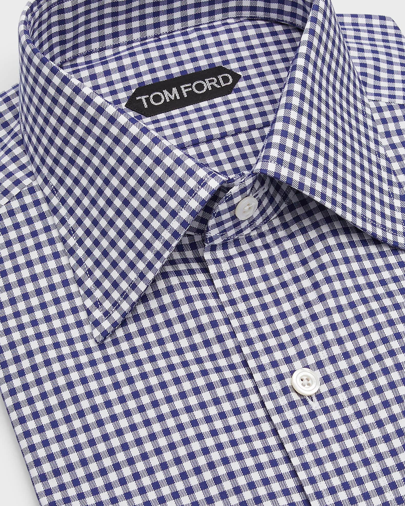 Men's Gingham Check Slim Fit Dress Shirt 1