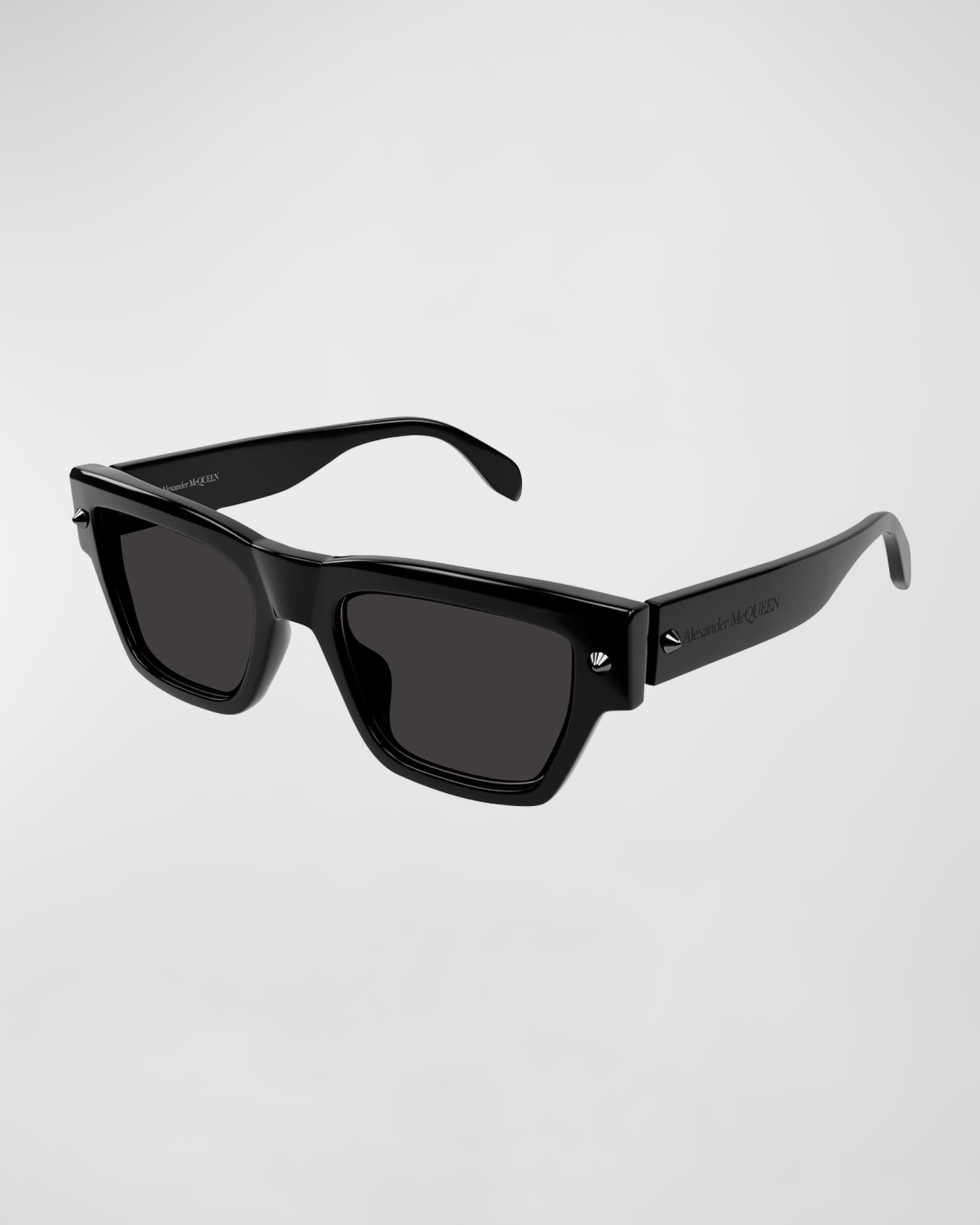 Alexander McQueen Men s Studded Acetate Rectangle Sunglasses Neiman Marcus