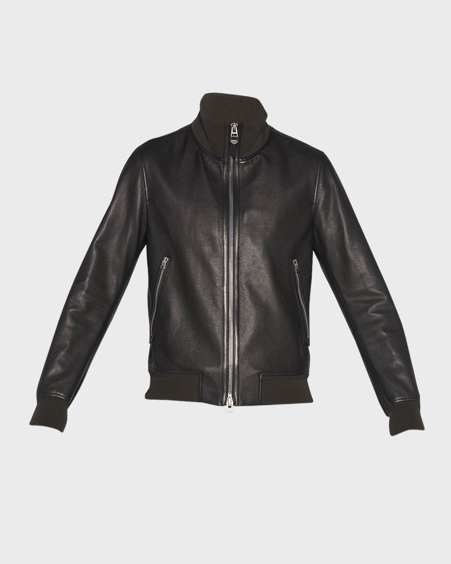 TOM FORD Black Stand Collar Bomber Jacket