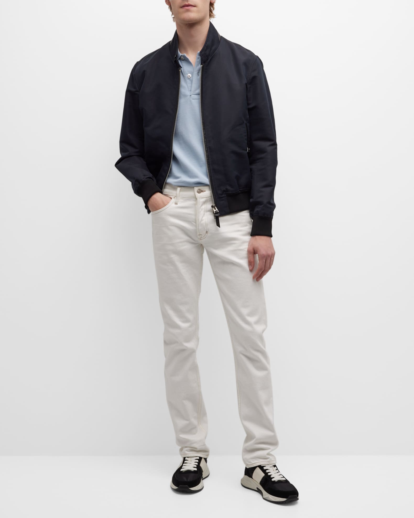 TOM FORD Men's Harrington Cotton-Silk Blouson Jacket | Neiman Marcus