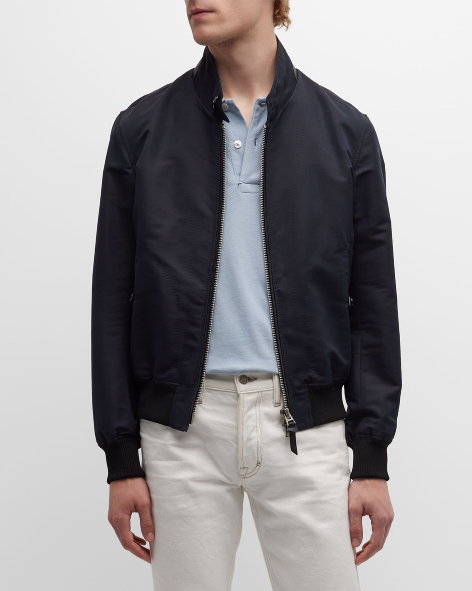 TOM FORD Men's Harrington Cotton-Silk Blouson Jacket | Neiman Marcus