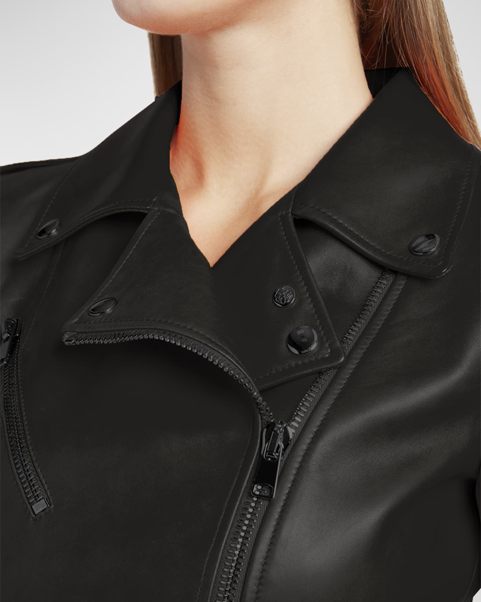 McQueen Cropped Leather Biker Jacket | Neiman Marcus