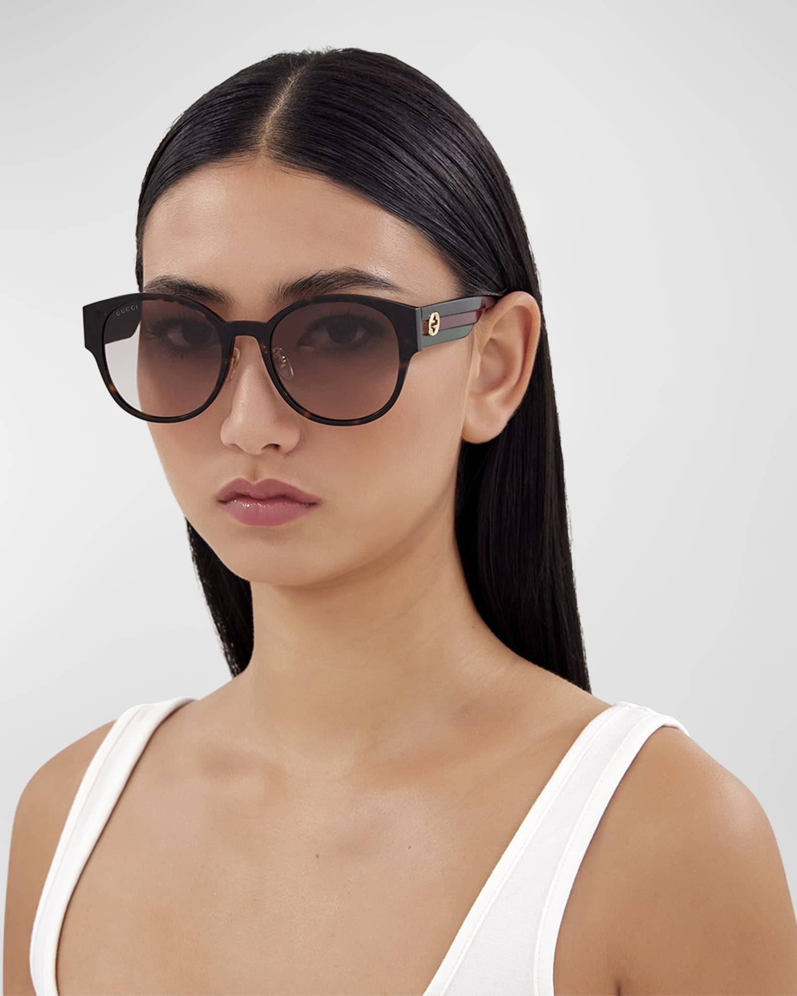 Color-Block GG Round Acetate Sunglasses  1