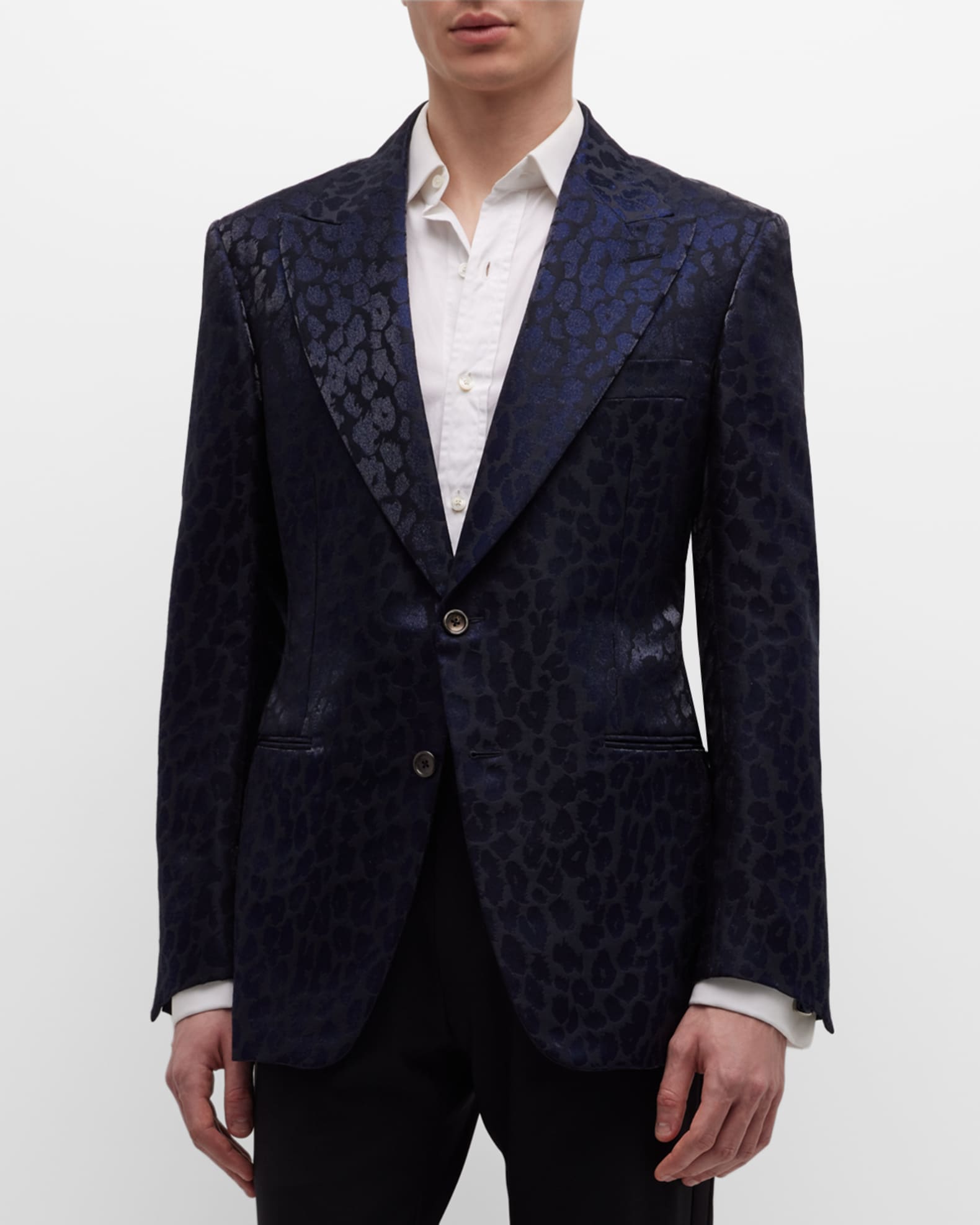 TOM FORD Men's Cooper Lurex Leopard Jacquard Evening Jacket Neiman Marcus