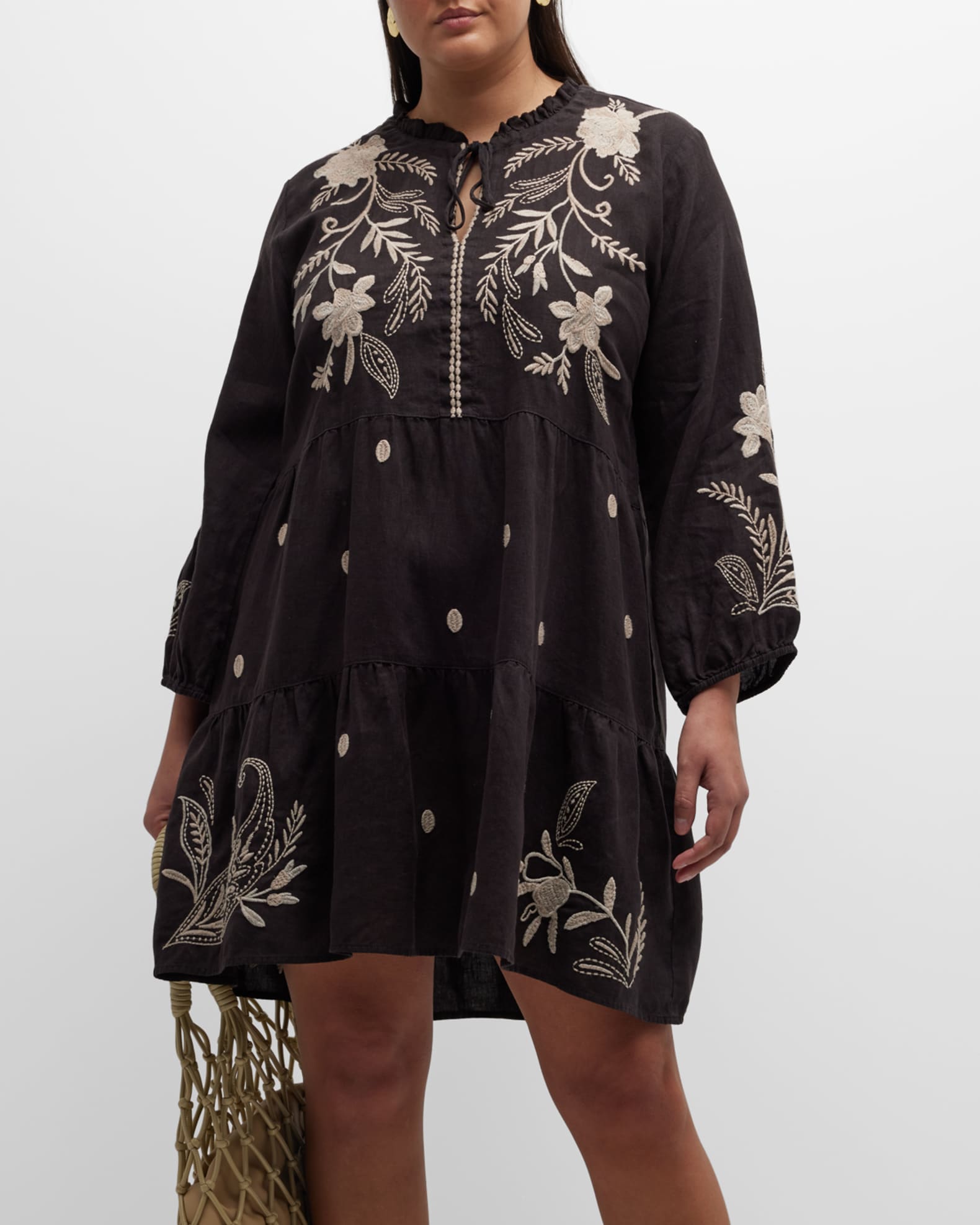 Johnny Was Plus Size Frankie Embroidered Shift Dress | Neiman Marcus