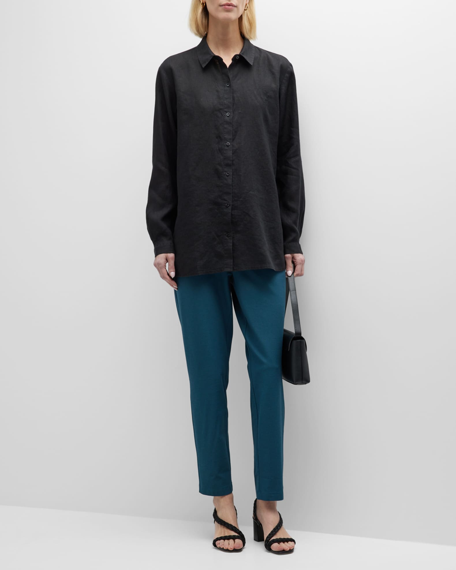 Frayed Hem Side Slit Button Down Shirt main image 1