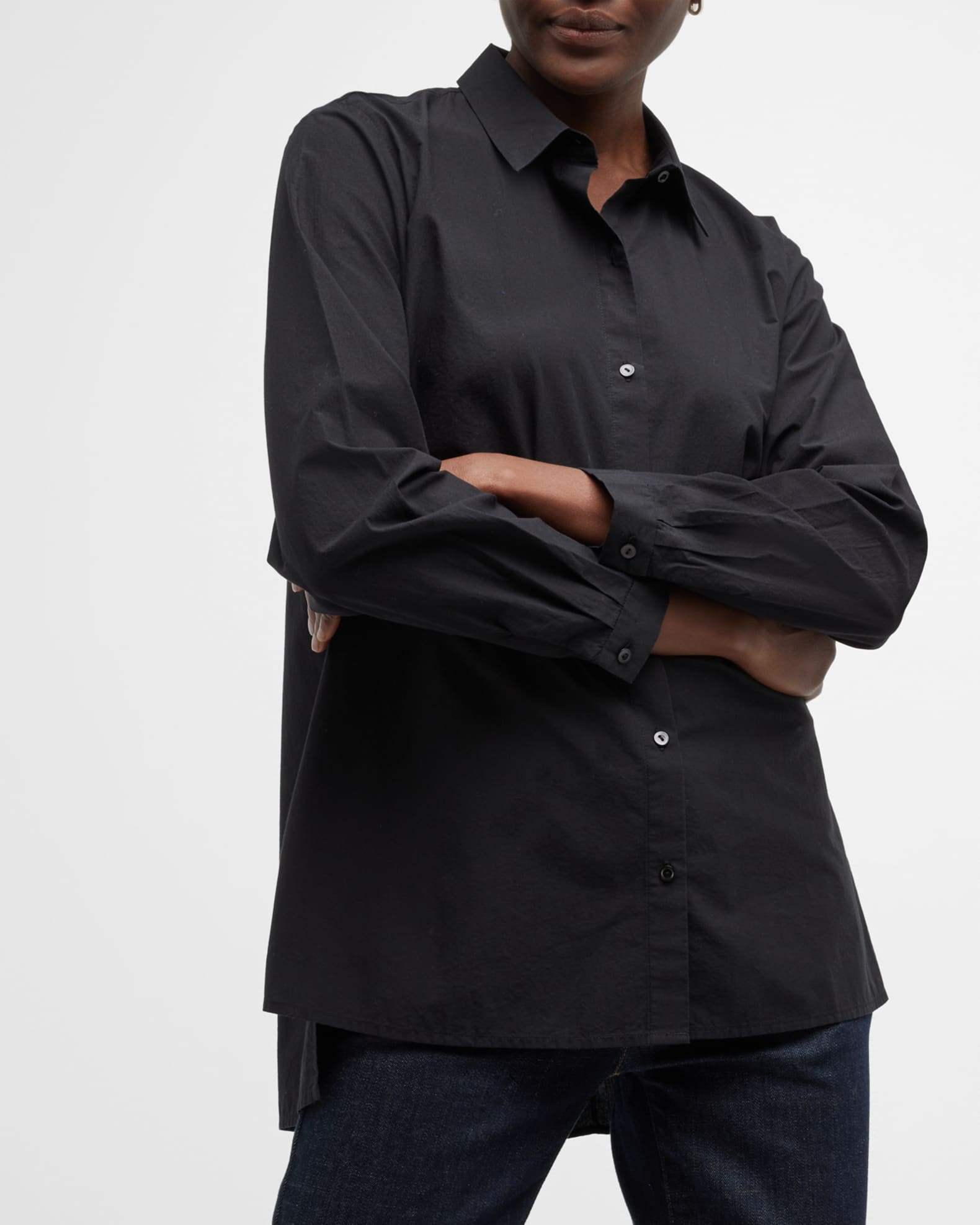 Eileen Fisher ButtonDown Poplin Shirt Neiman Marcus
