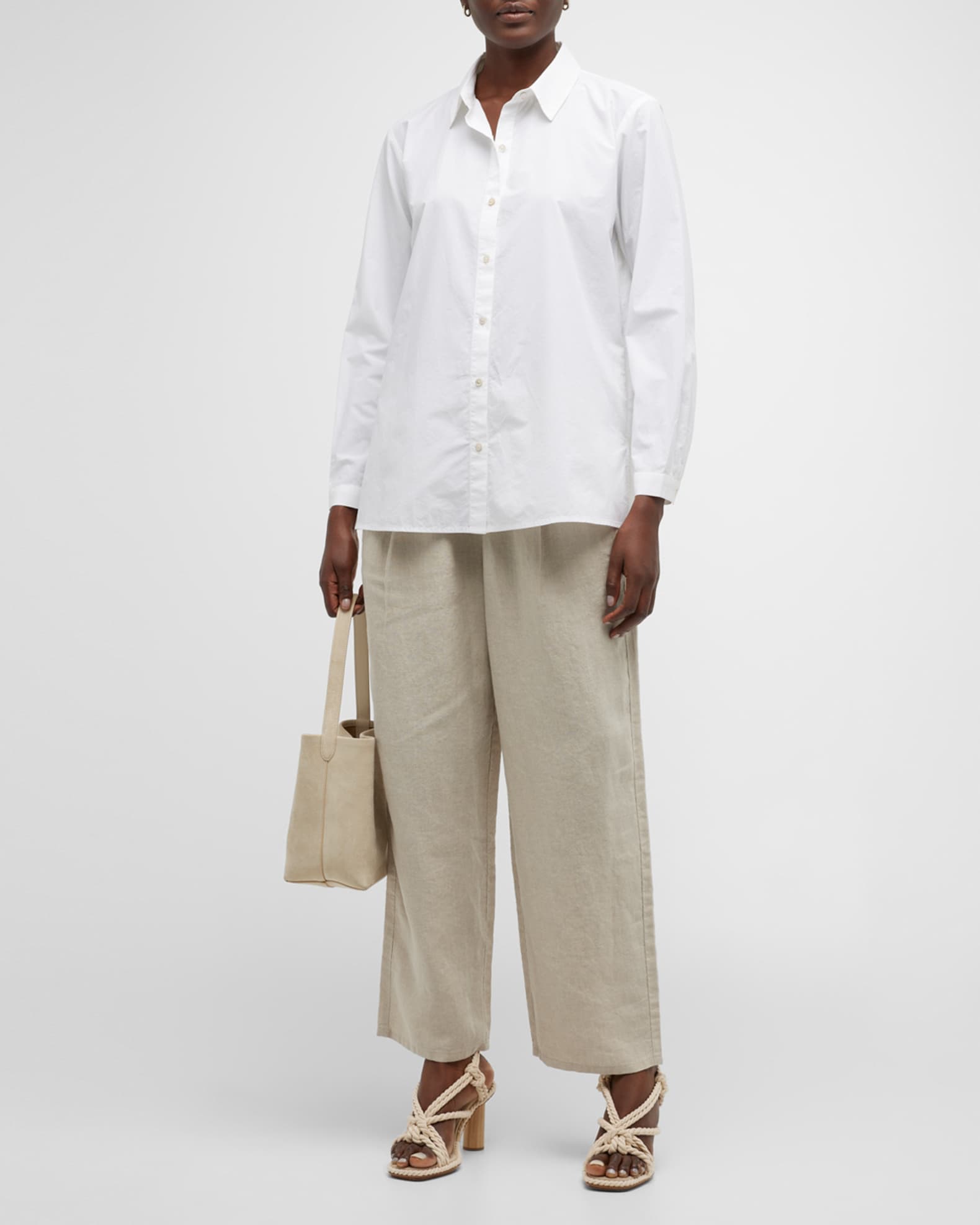 Eileen Fisher Button-Down Poplin Shirt | Neiman Marcus