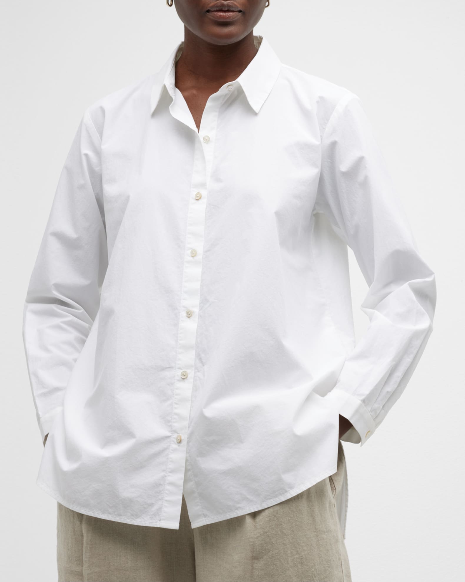 Eileen Fisher Button-Down Poplin Shirt | Neiman Marcus