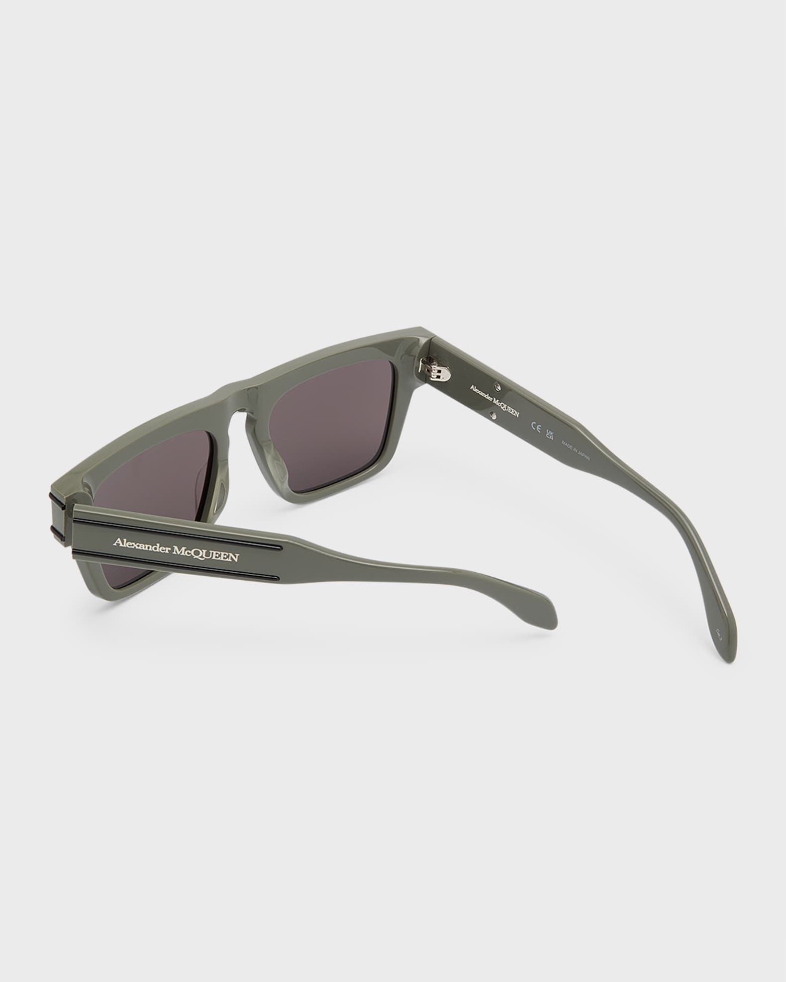 Alexander Mcqueen Men's Wide Rectangle Acetate Sunglasses with Logo