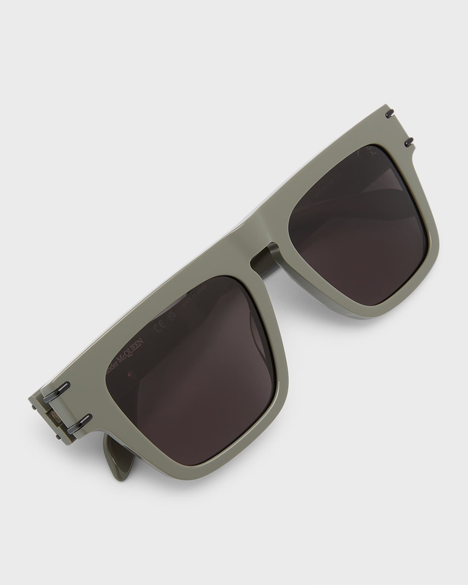 Alexander McQueen Men's Wide Rectangle Acetate Sunglasses with