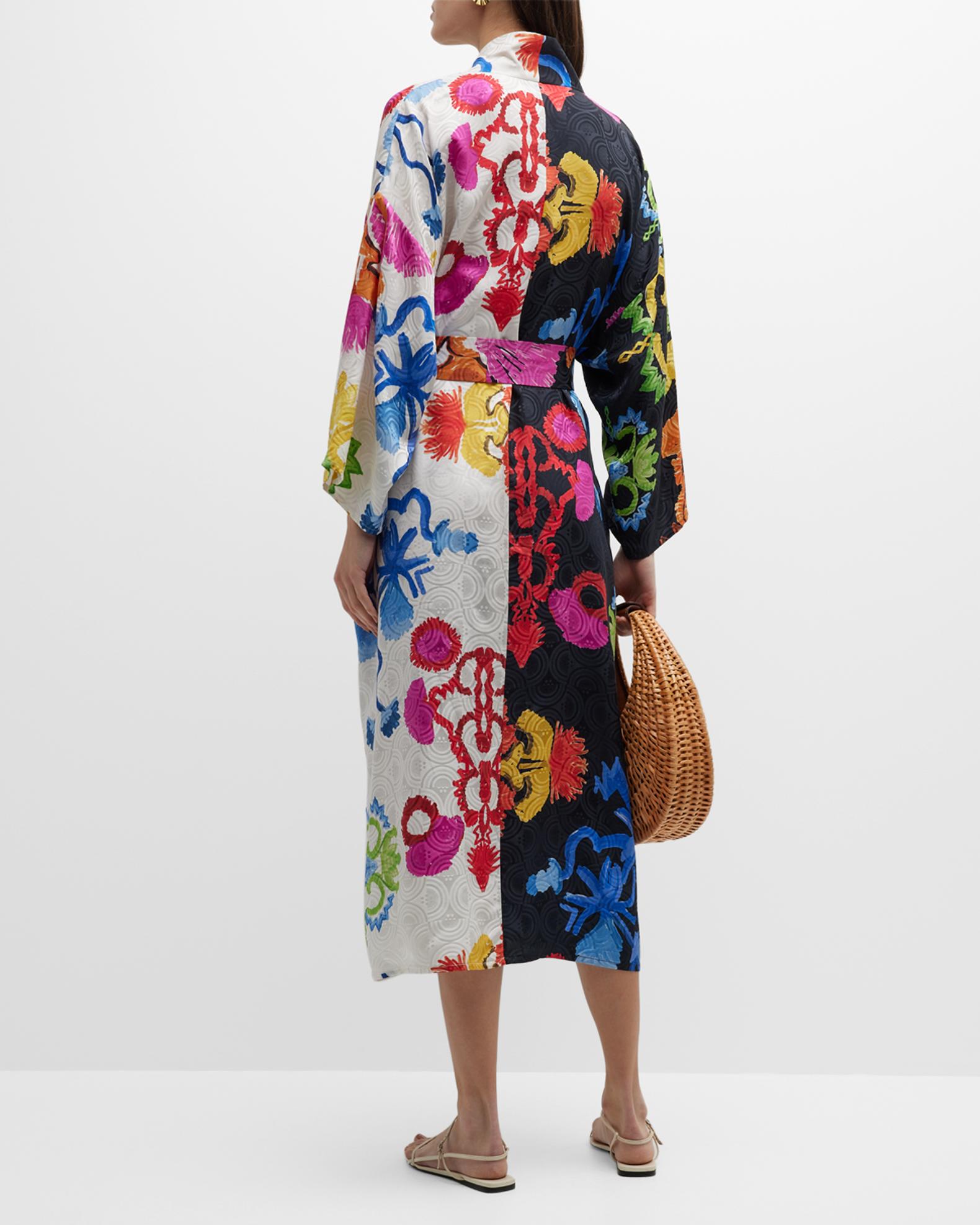 Jupe Midi Rianna + Nina Taille S - Bleu/blanc, Boutonnage Devant, Mélange Soie - Neuf Avec étiquette