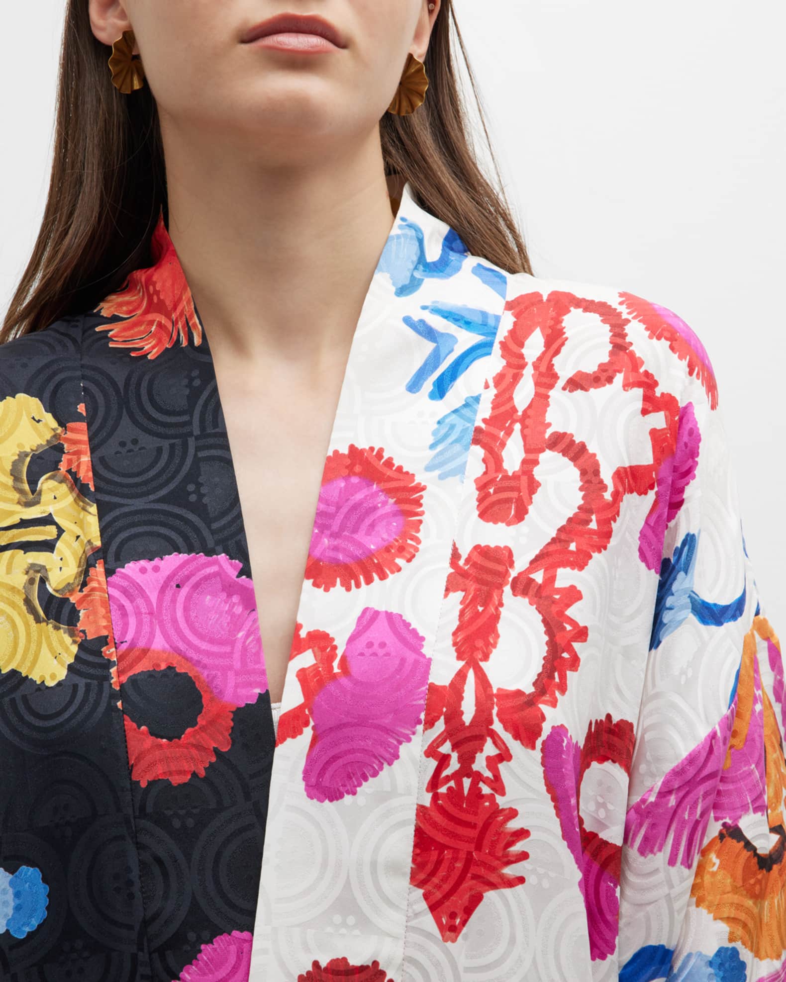Rianna + Nina Mesogios Colorblock Jacquard Belted Midi Kimono | Neiman ...