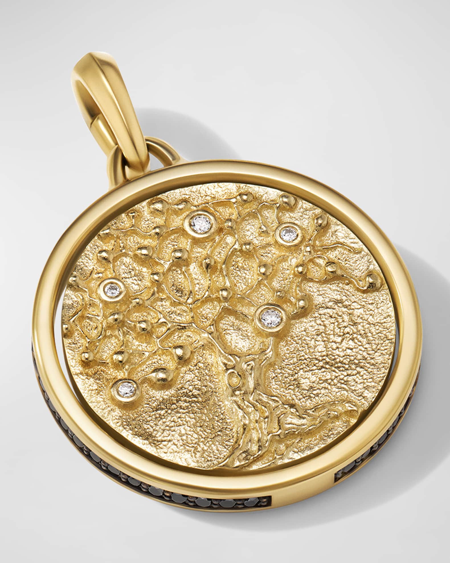 Men's Duality Pendant with Diamonds in 18K Gold, 30mm 1