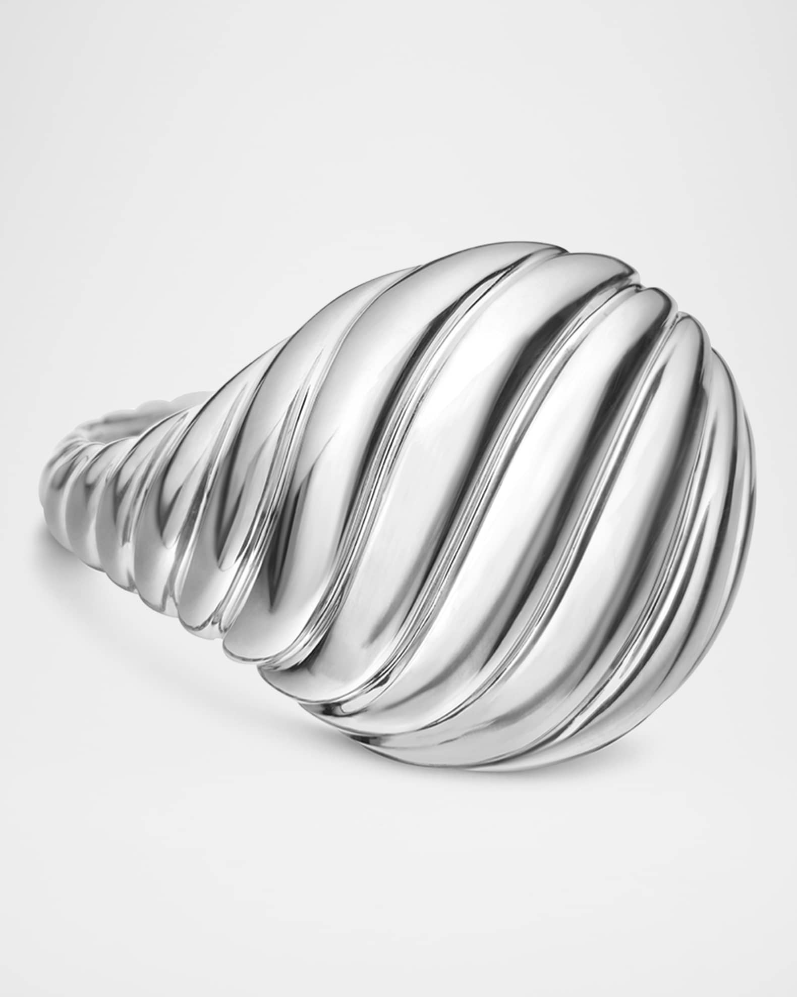 Sculpted Cable Pinky Ring in Silver, 13mm 0