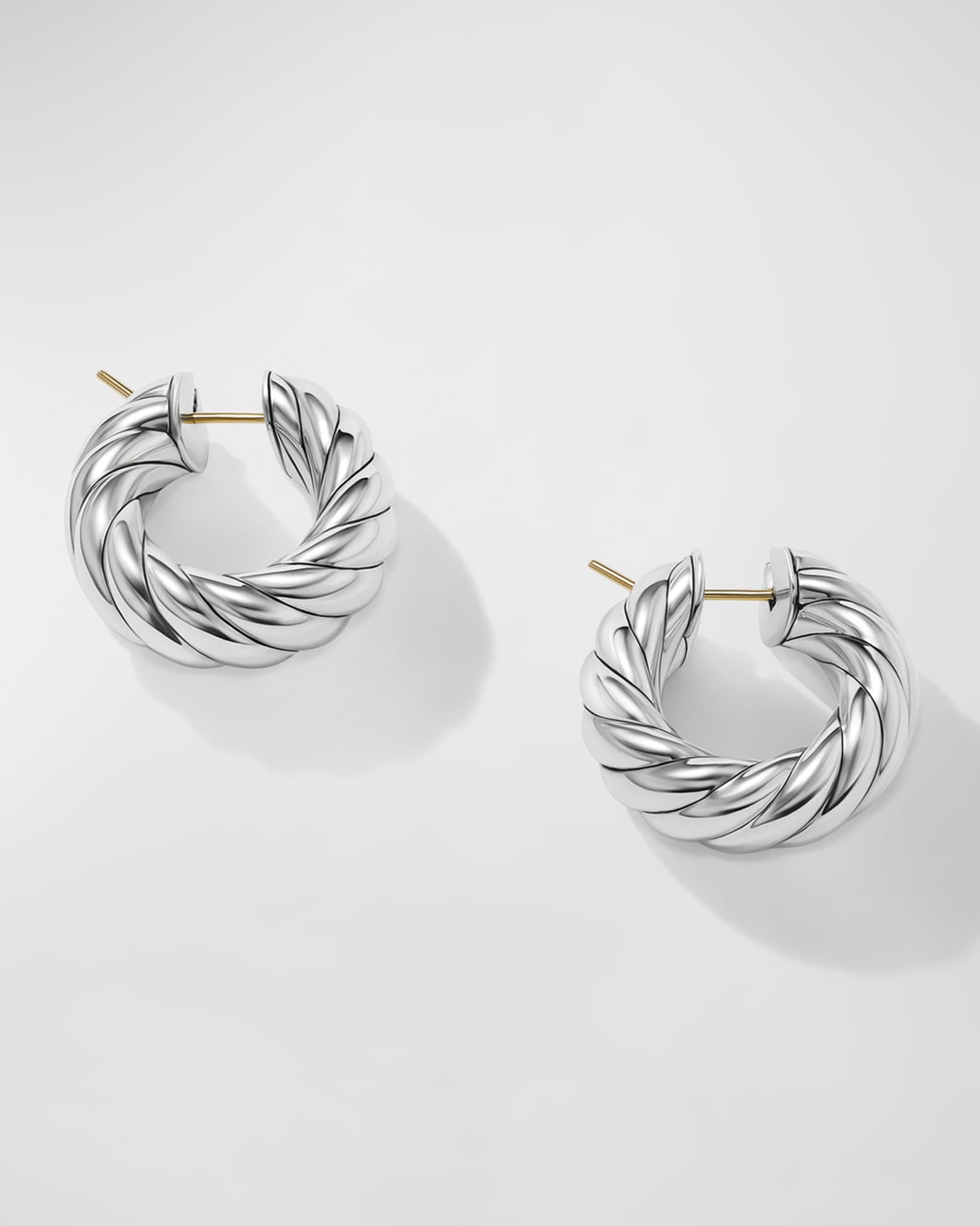 Sculpted Cable Hoop Earrings in Silver, 9mm, 1"L 1