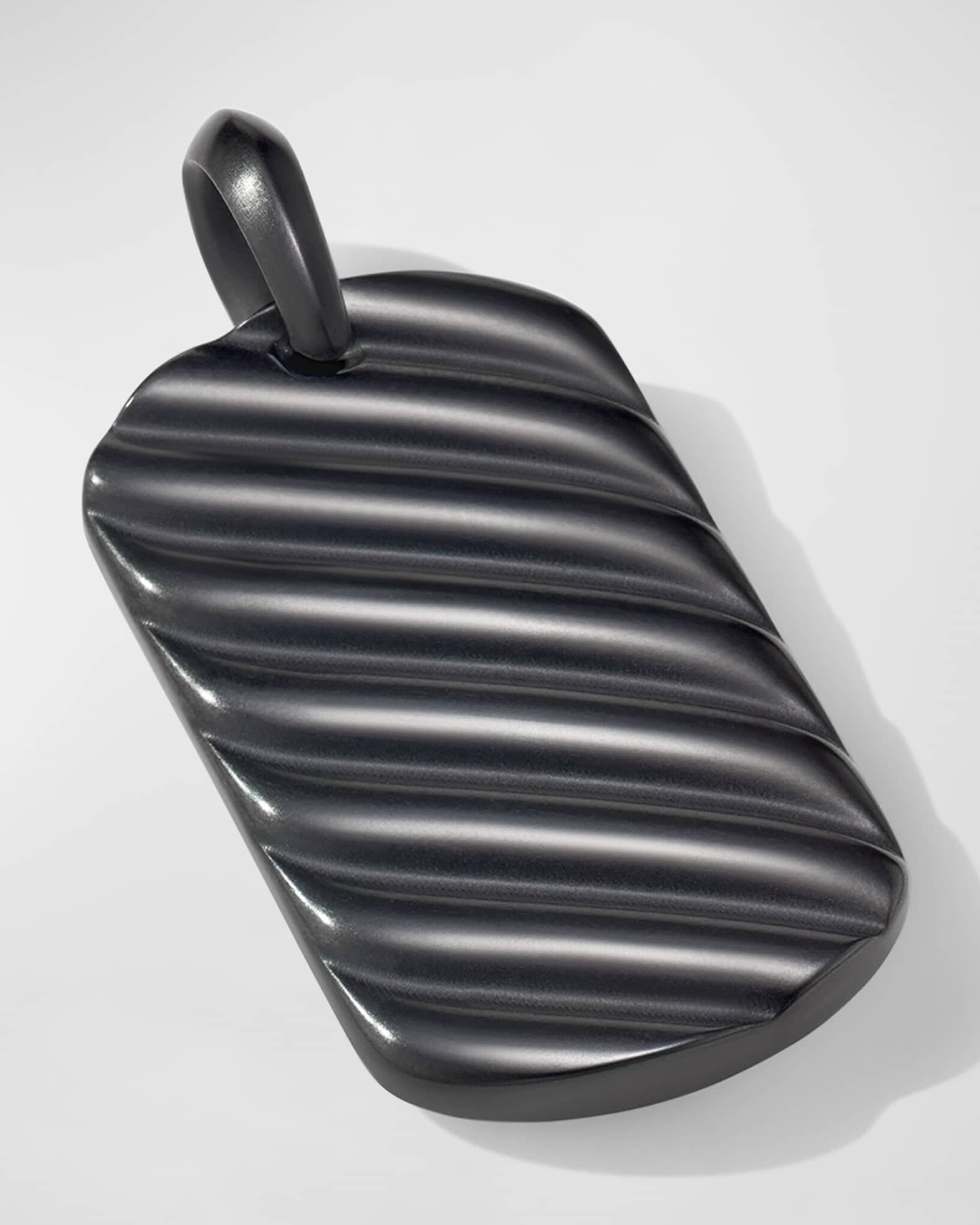 Men's Sculpted Cable Tag Pendant in Black Titanium 1