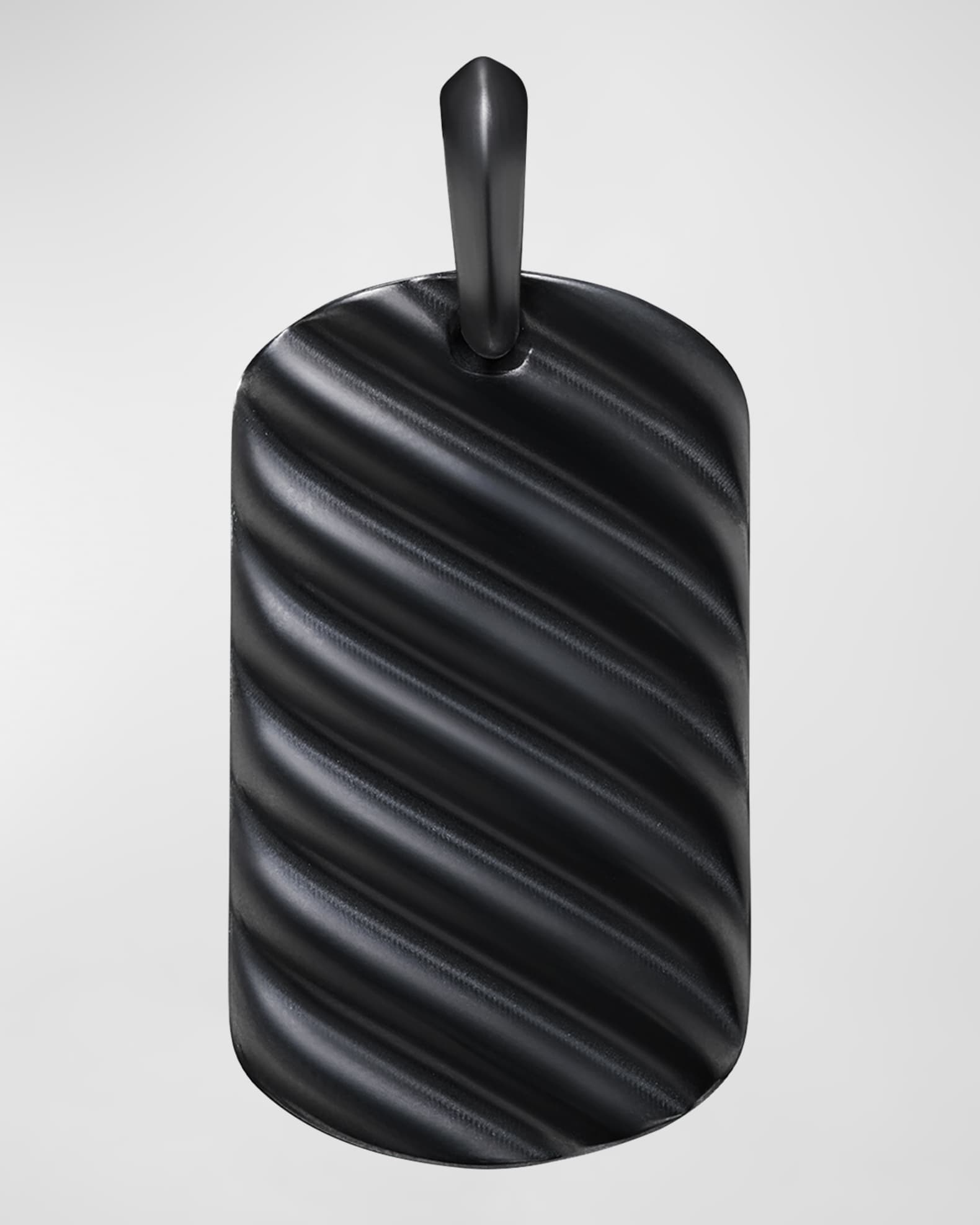 Men's Sculpted Cable Tag Pendant in Black Titanium 0