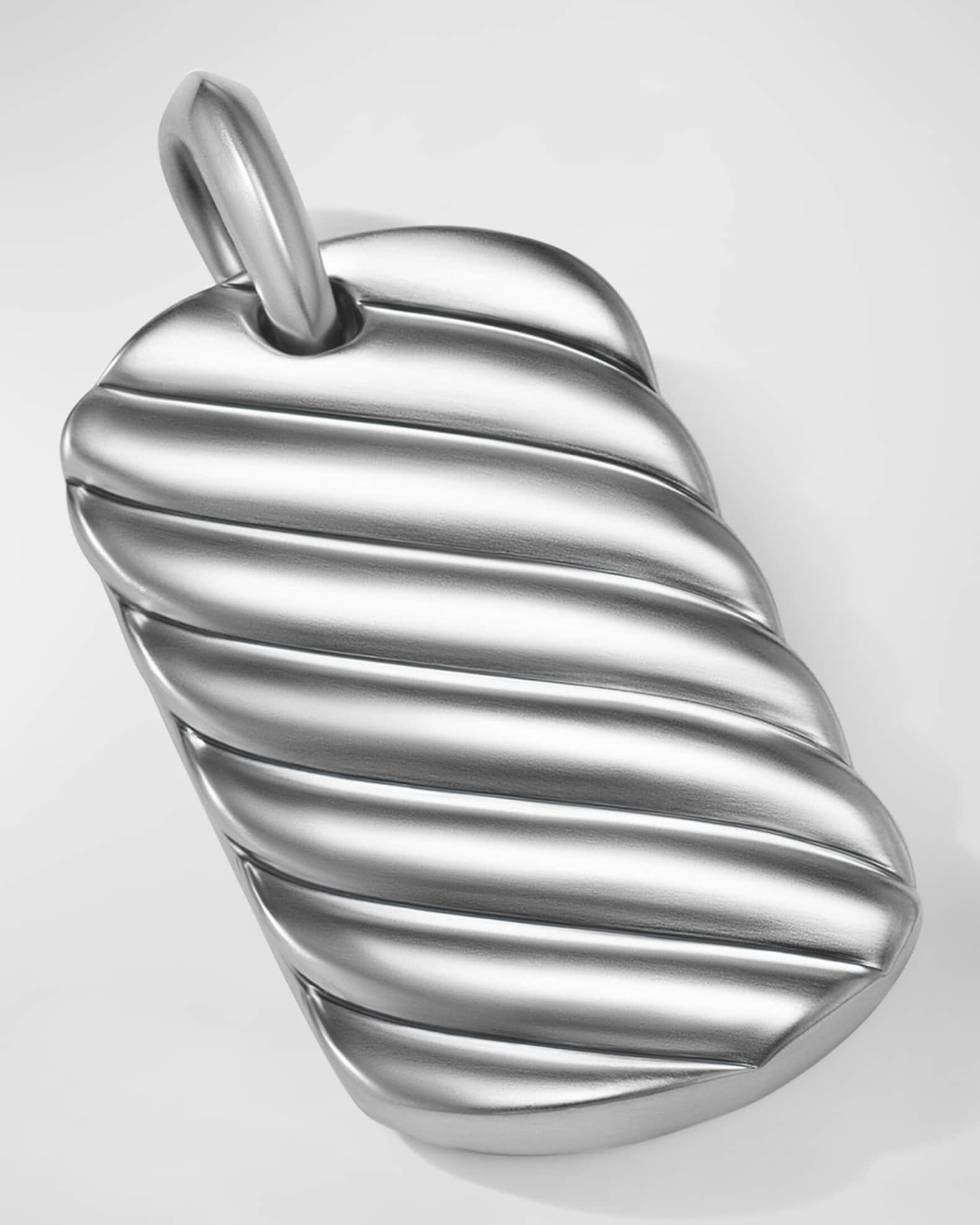 Men's Sculpted Cable Tag Pendant in Silver 1
