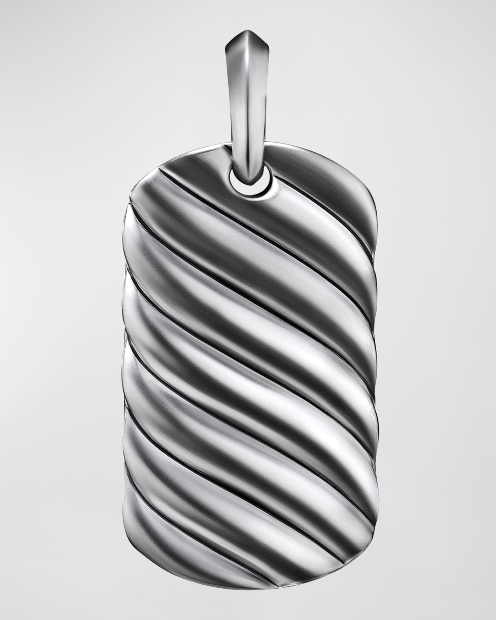 Men's Sculpted Cable Tag Pendant in Silver 0