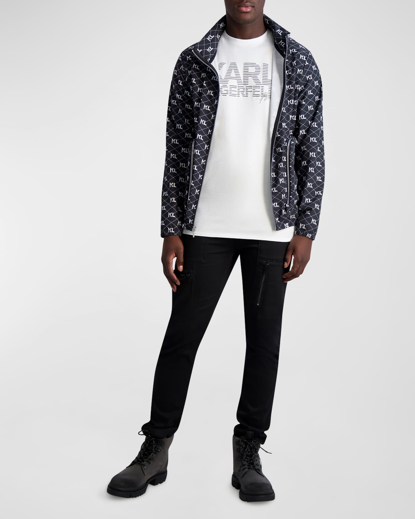 Men's KL MONOGRAM DIAMOND DENIM JACKET by KARL LAGERFELD