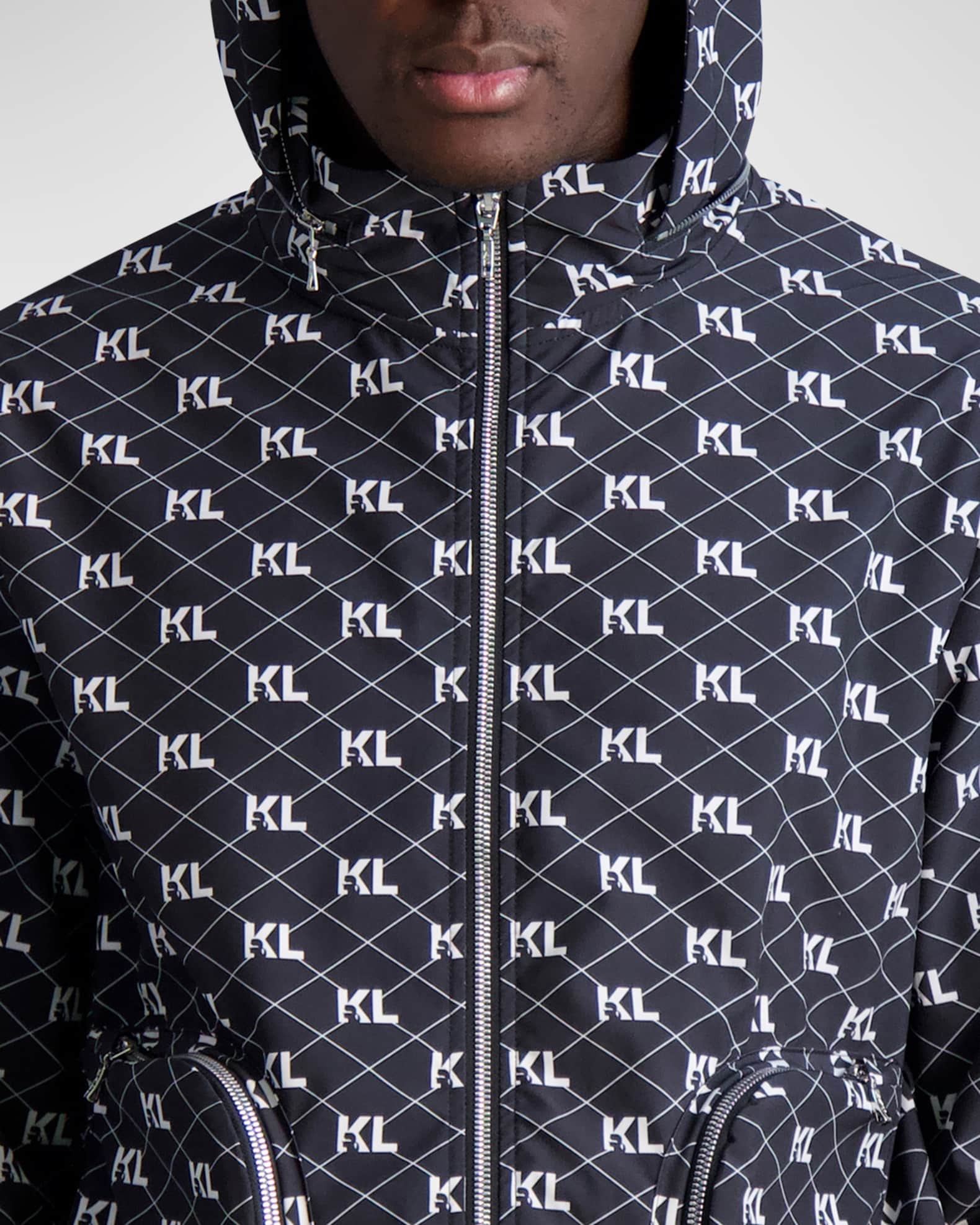 Karl Lagerfeld Man's KL Monogram Diamond Puffer Jacket