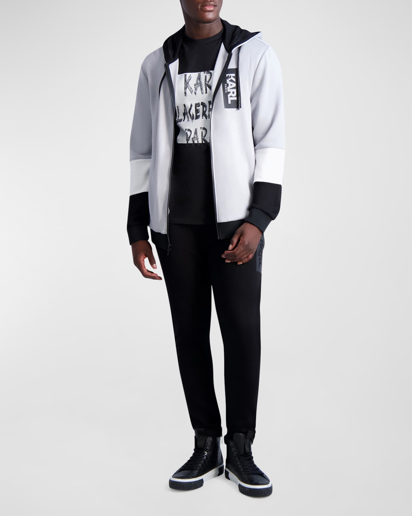 Karl Lagerfeld Paris Men's Hooded Colorblock Track Jacket | Neiman Marcus
