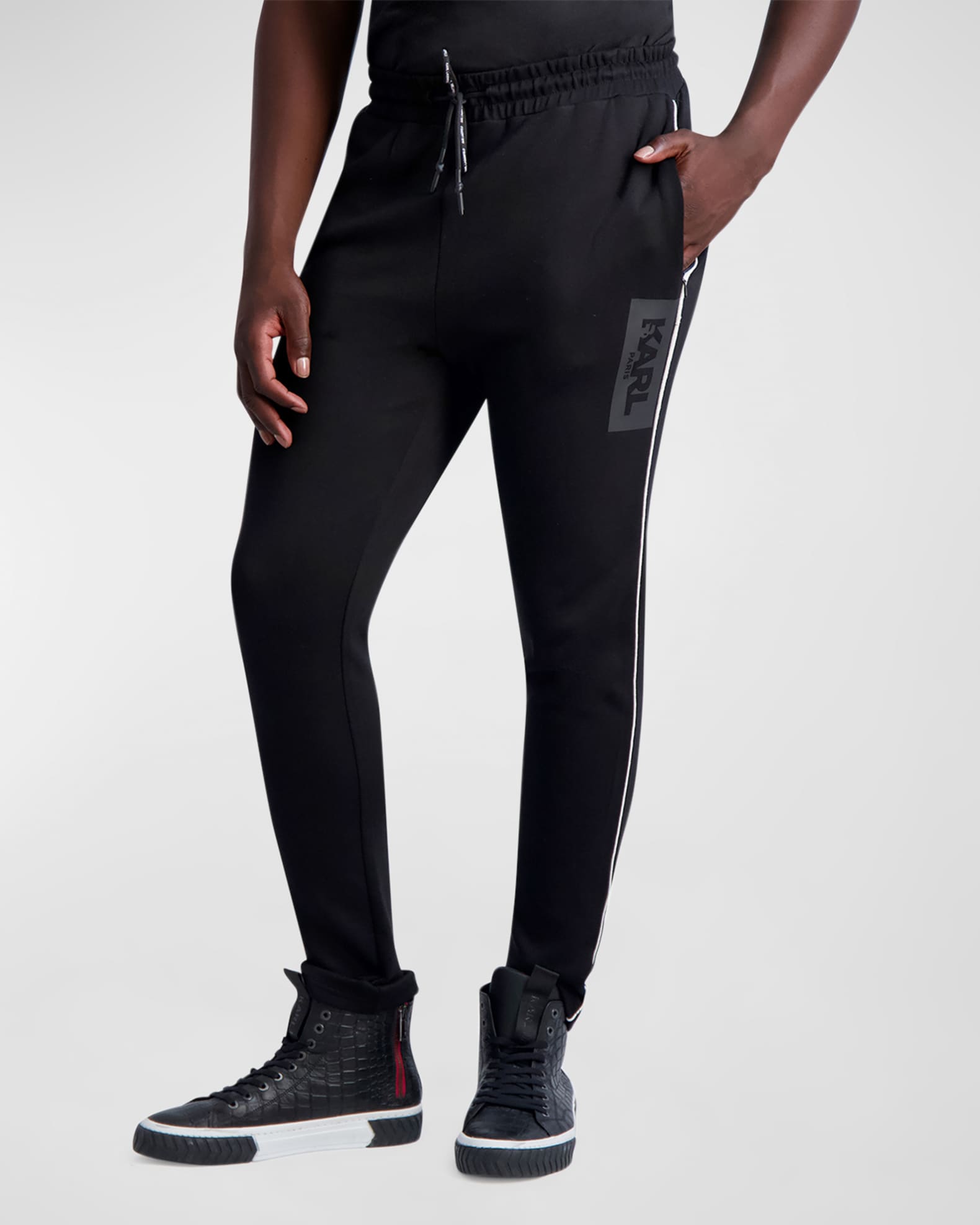 Track Pants with Piping - Black - Ladies