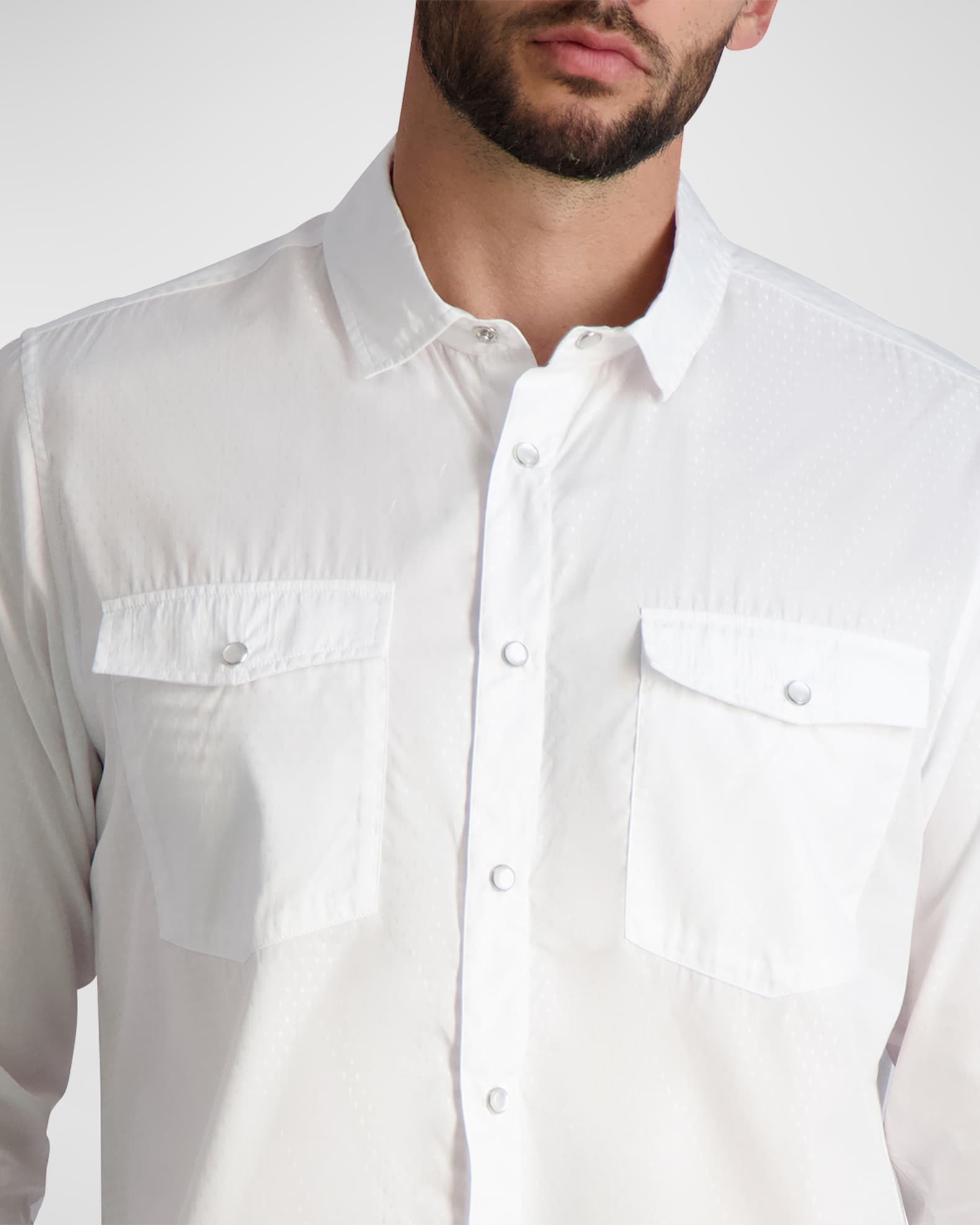 Karl Lagerfeld Paris Men's Jacquard Chest Pocket Sport Shirt Neiman