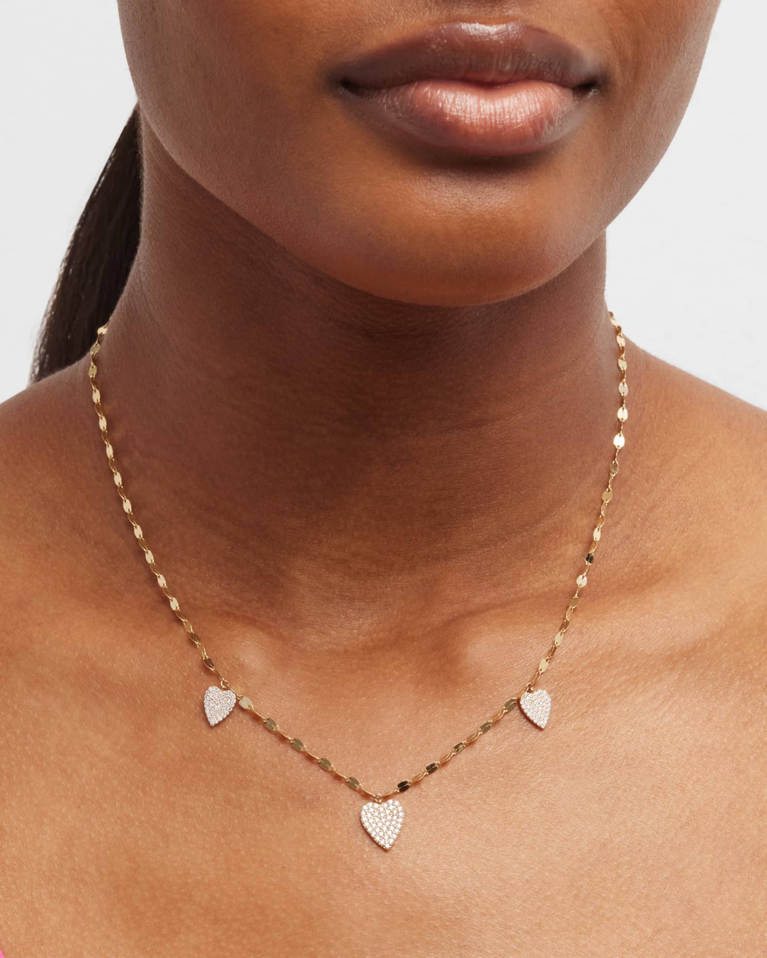 Flawless Triple Heart Diamond Charm Necklace 1