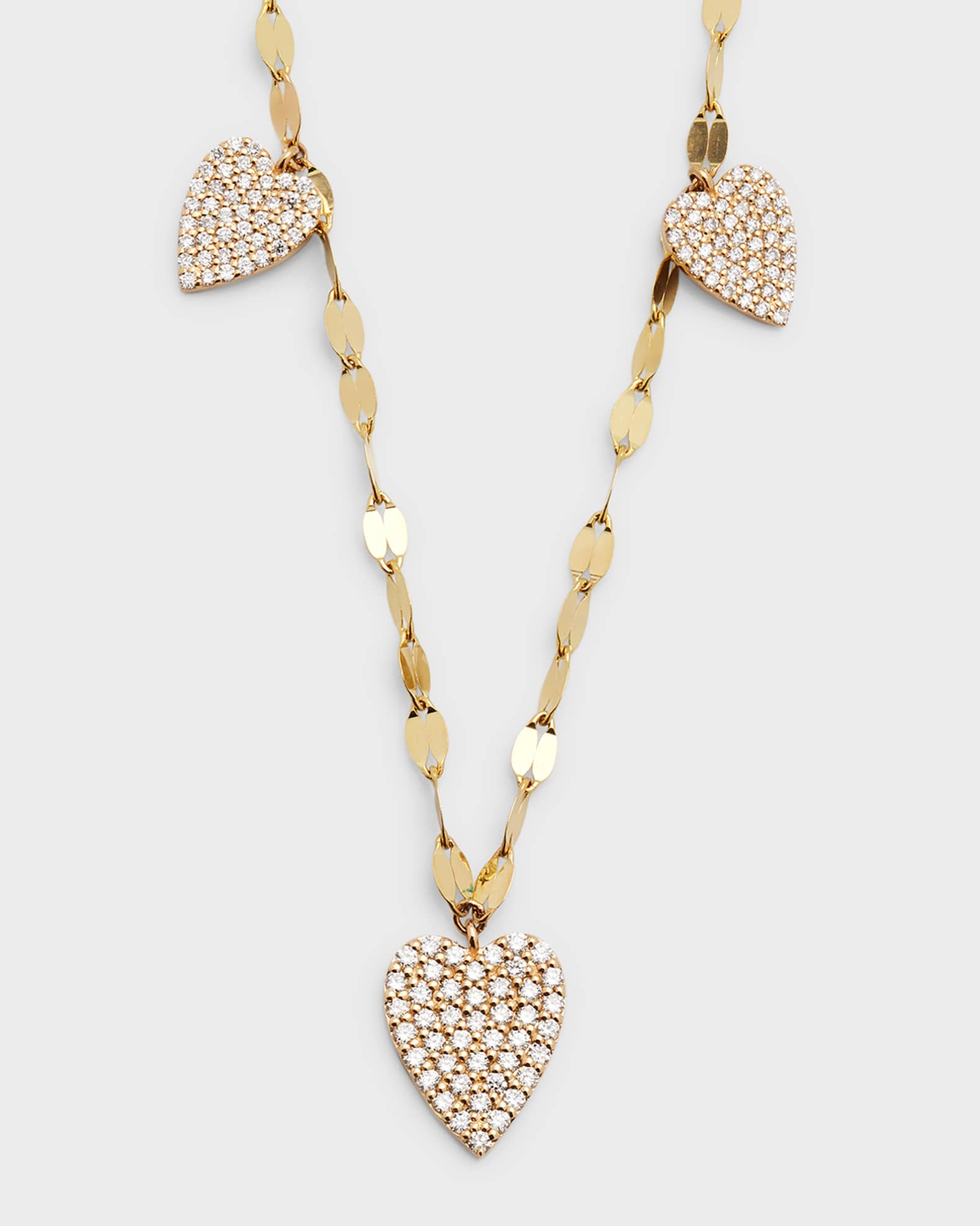 Flawless Triple Heart Diamond Charm Necklace 0