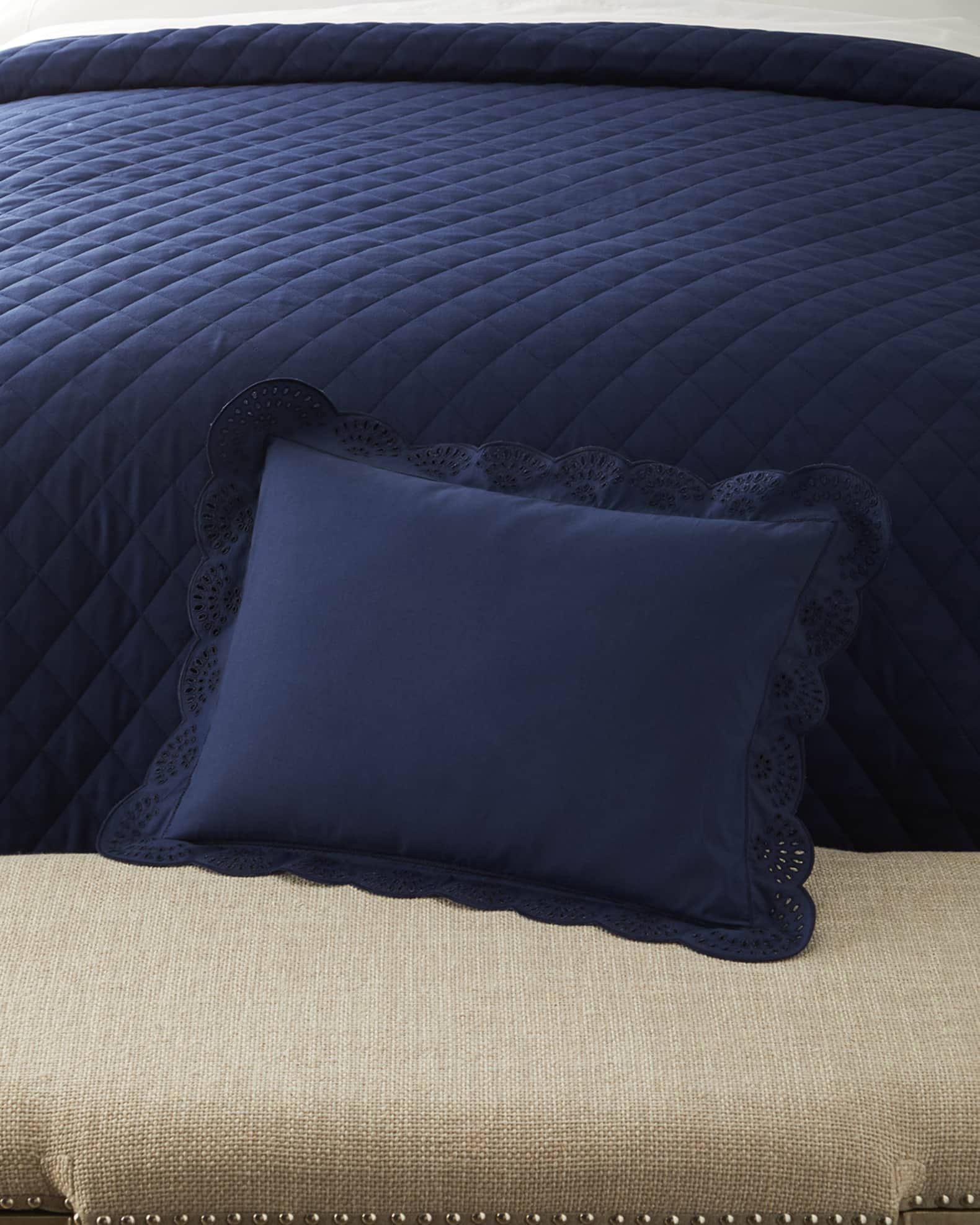 Ralph Lauren Home Eyelet Decorative Pillow, 12" x 16" Neiman Marcus