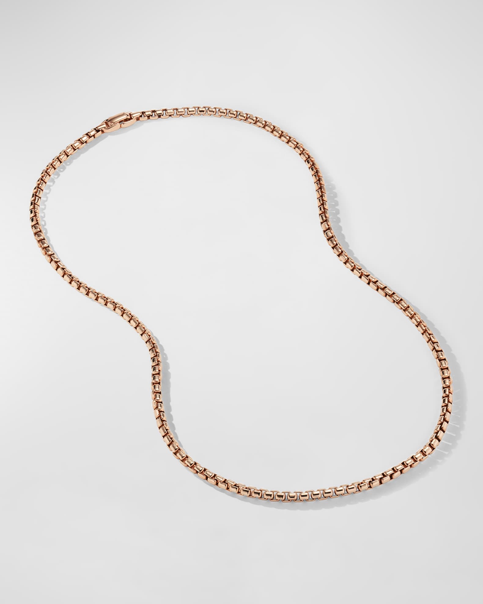 Men's Box Chain Necklace in 18K Rose Gold, 5mm, 24"L 1