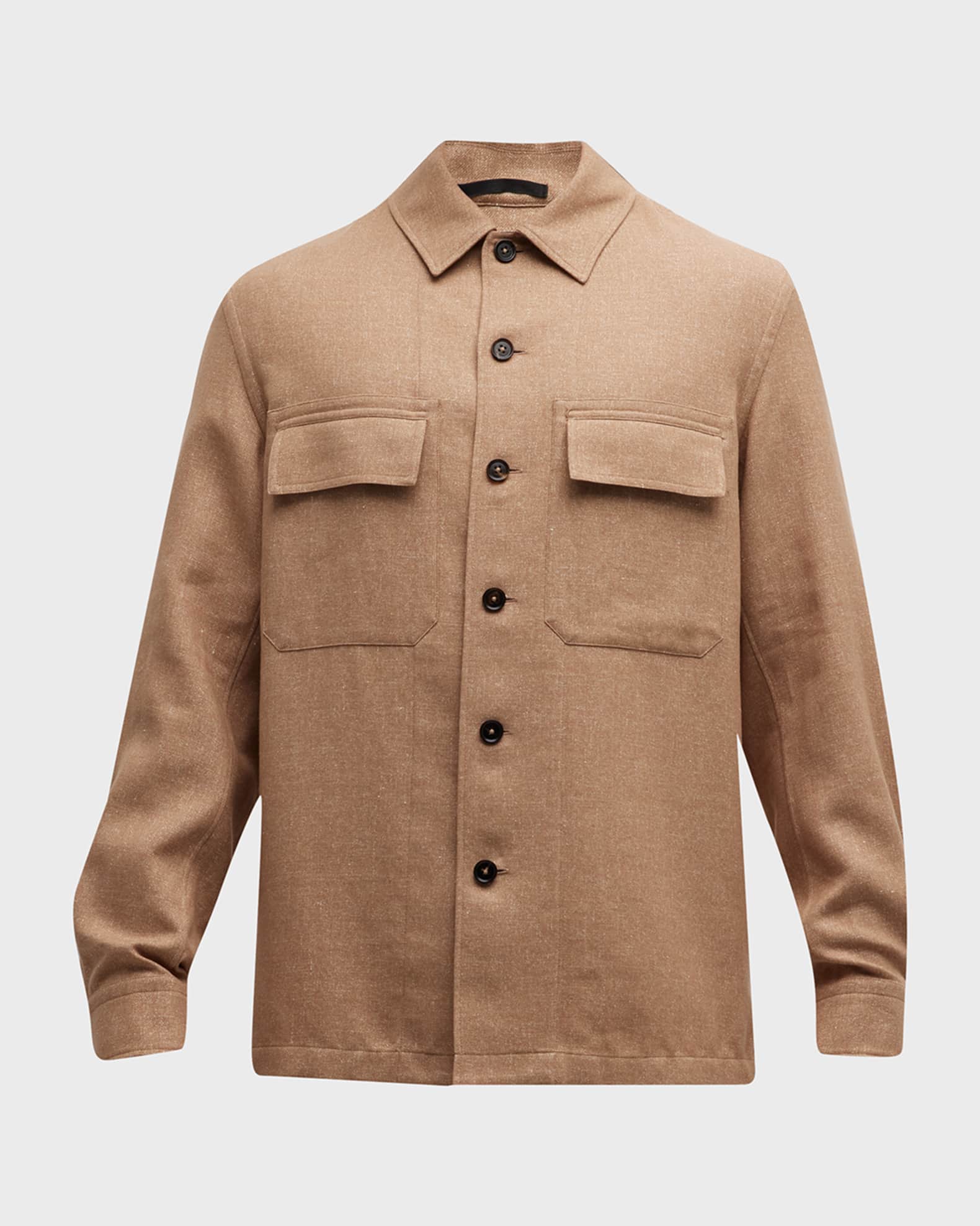 ZEGNA Men's Cashmere-Linen Overshirt | Neiman Marcus