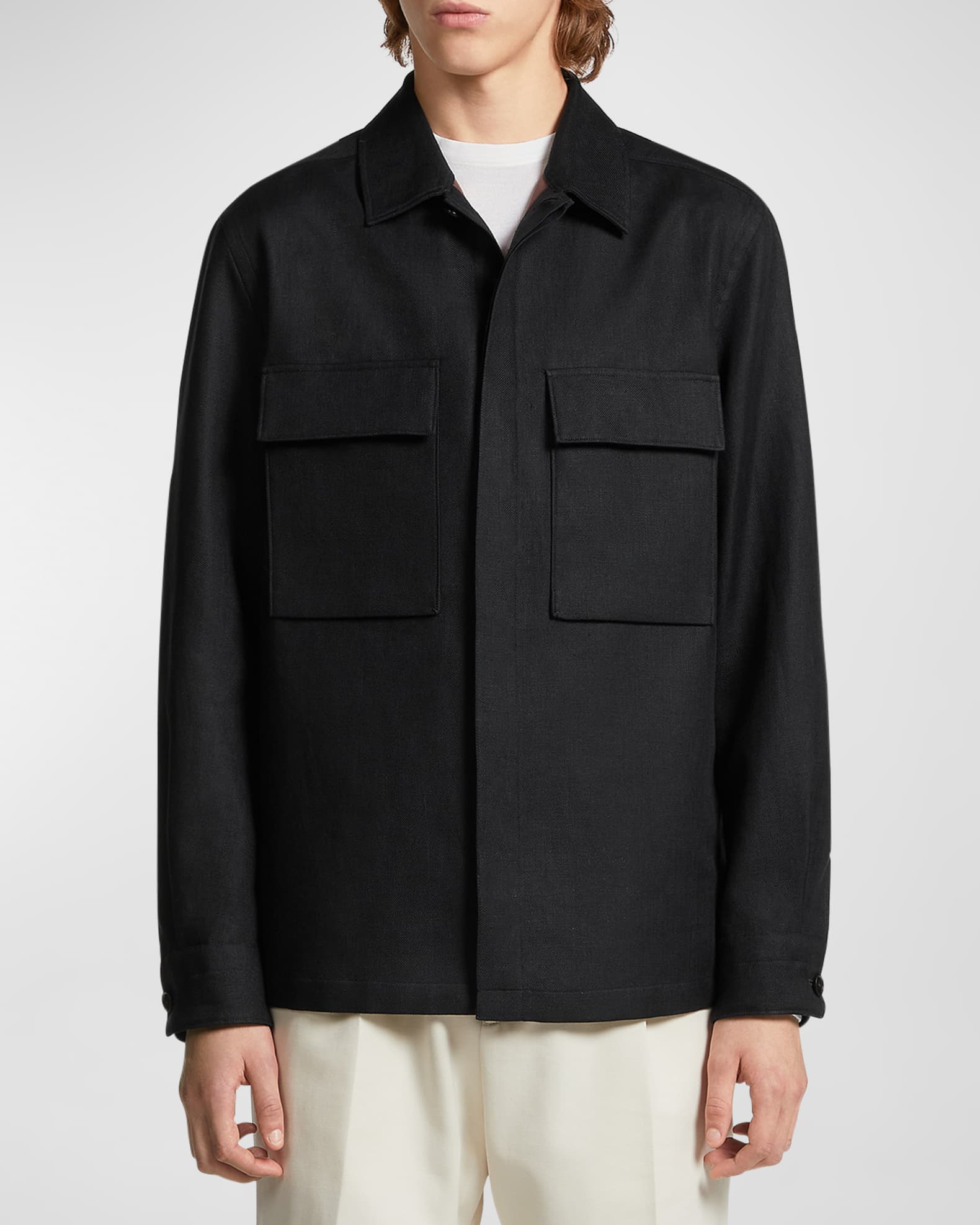 Zegna long-sleeve overshirt - Grey