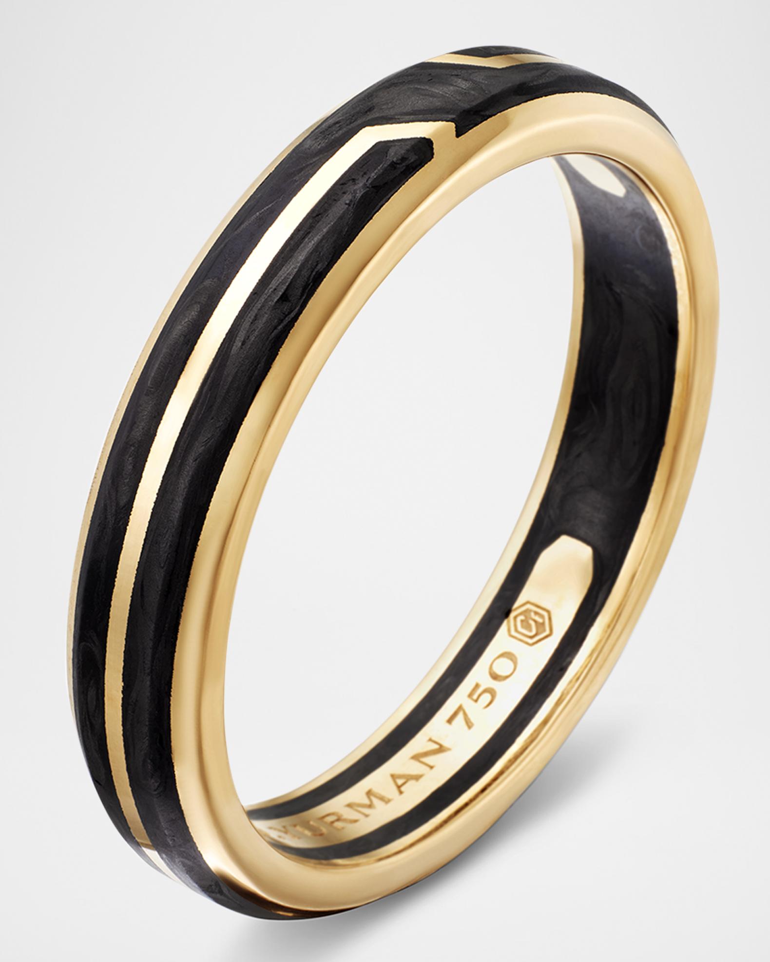 David Yurman Men's Forged Carbon Band Ring in 18K Gold, 4mm | Neiman Marcus