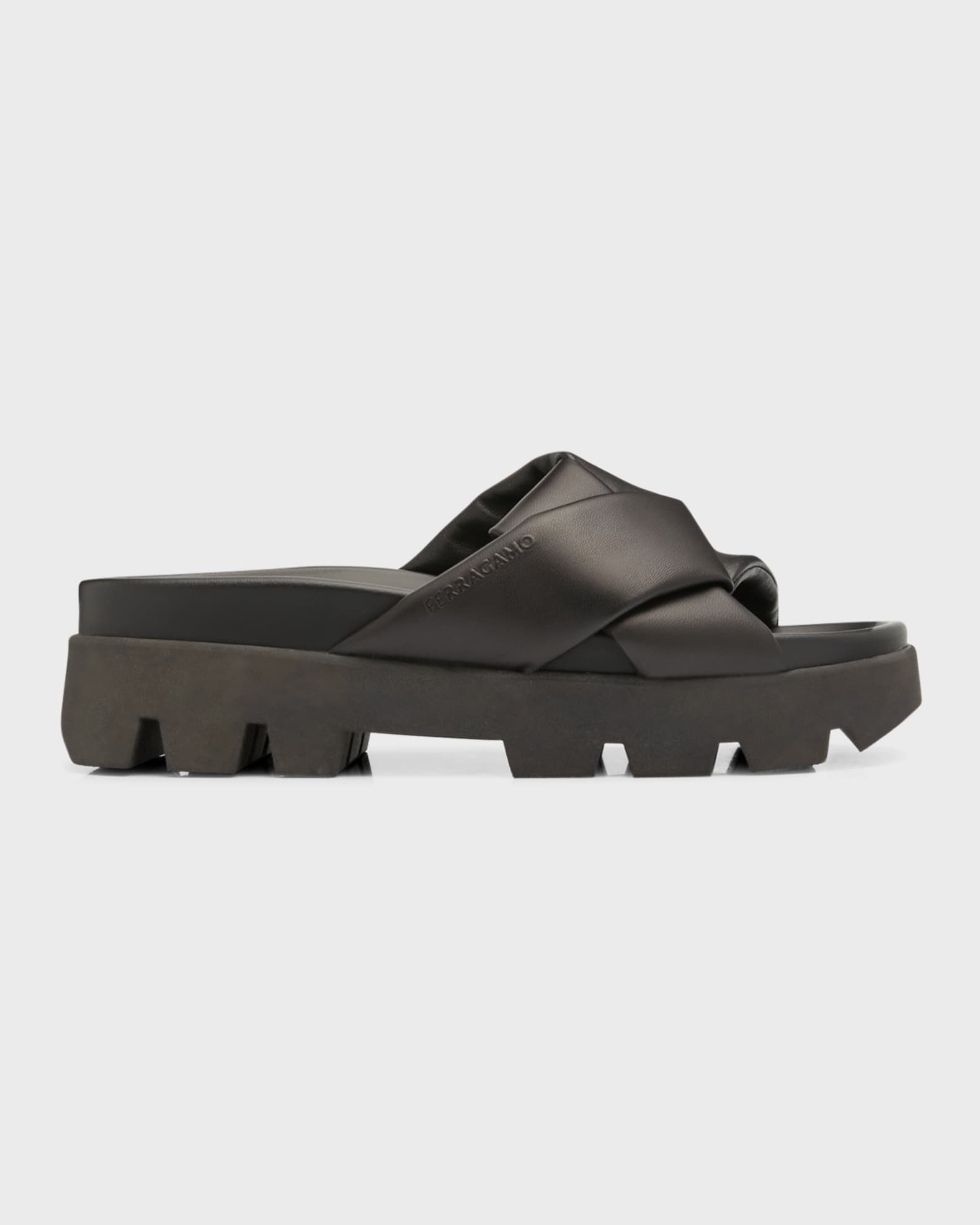 Ferragamo Air Twisted Lug-Sole Slide Sandals | Neiman Marcus