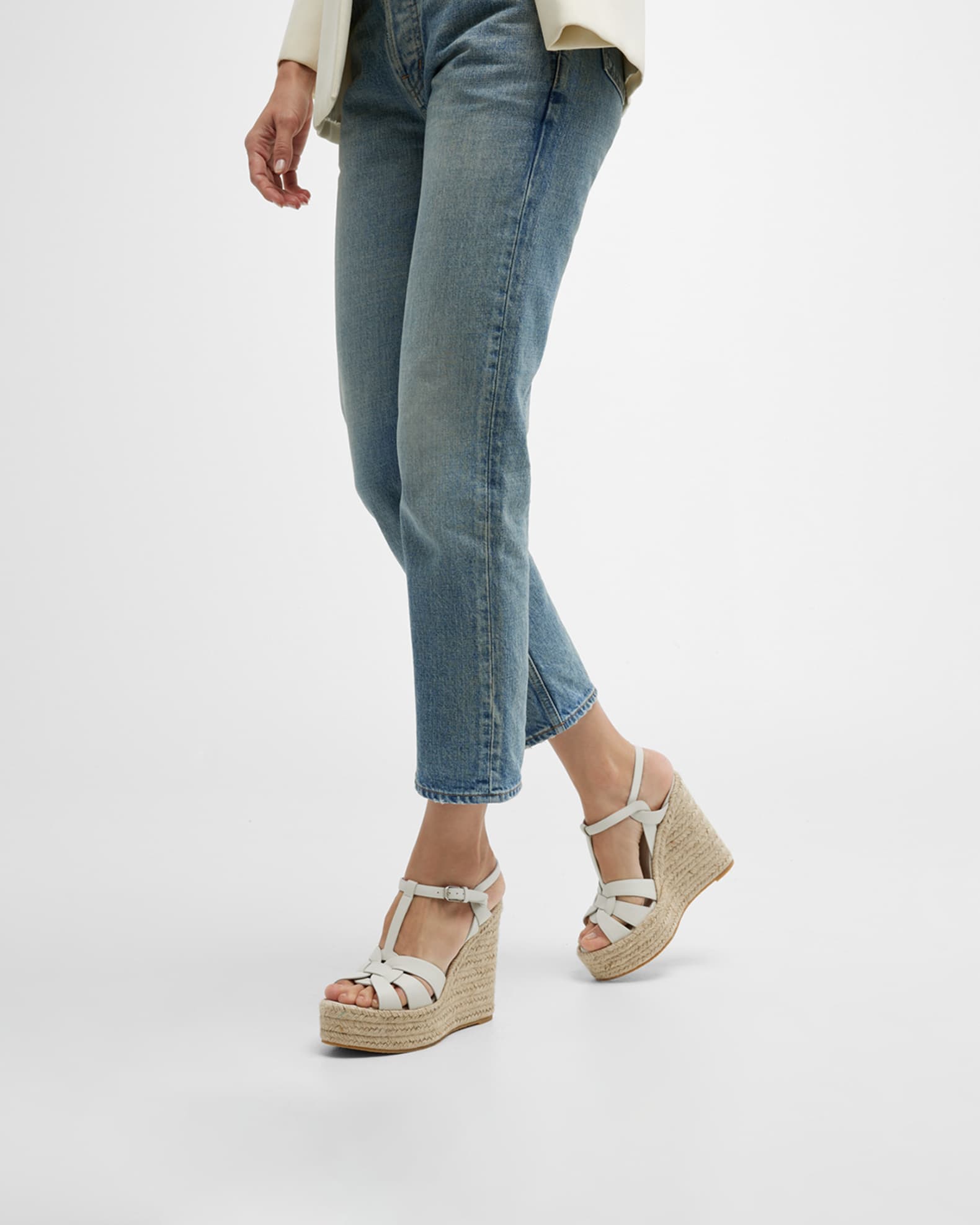 Saint laurent tribute espadrille wedge sandals deals