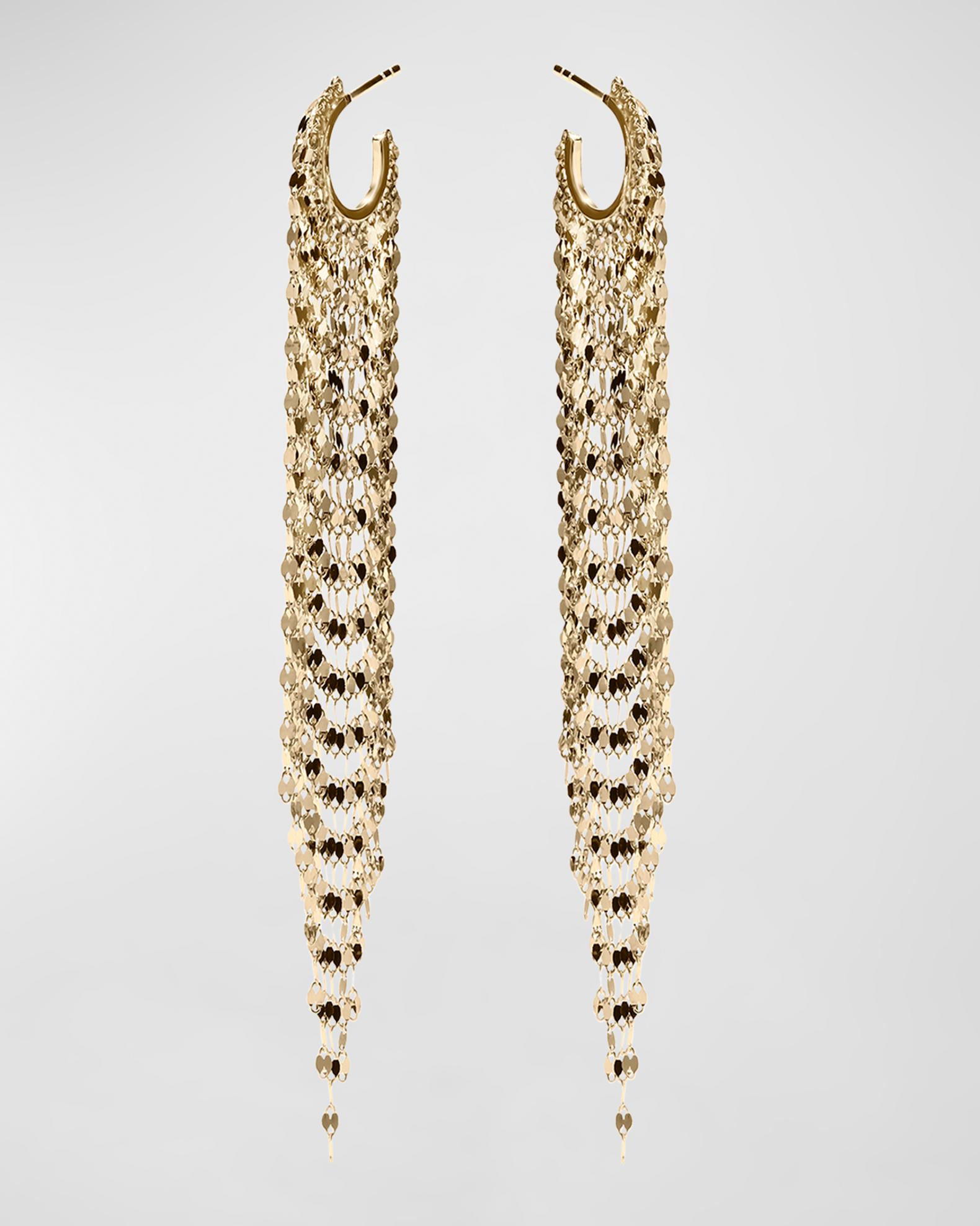 LANA Extra-Long Blake Fringe Huggie Earrings, 4.25