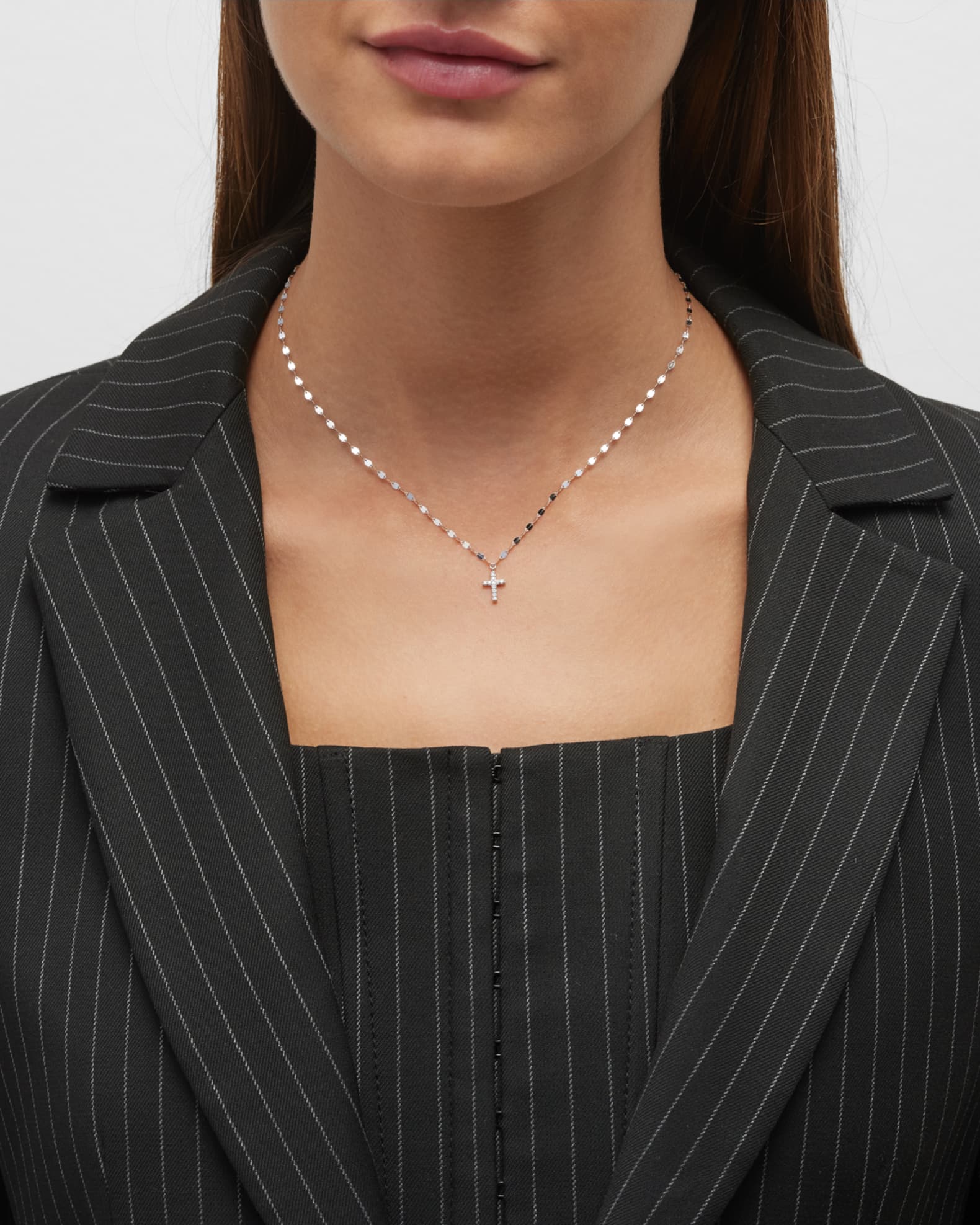 14K Flawless Mini Cross Pendant Necklace