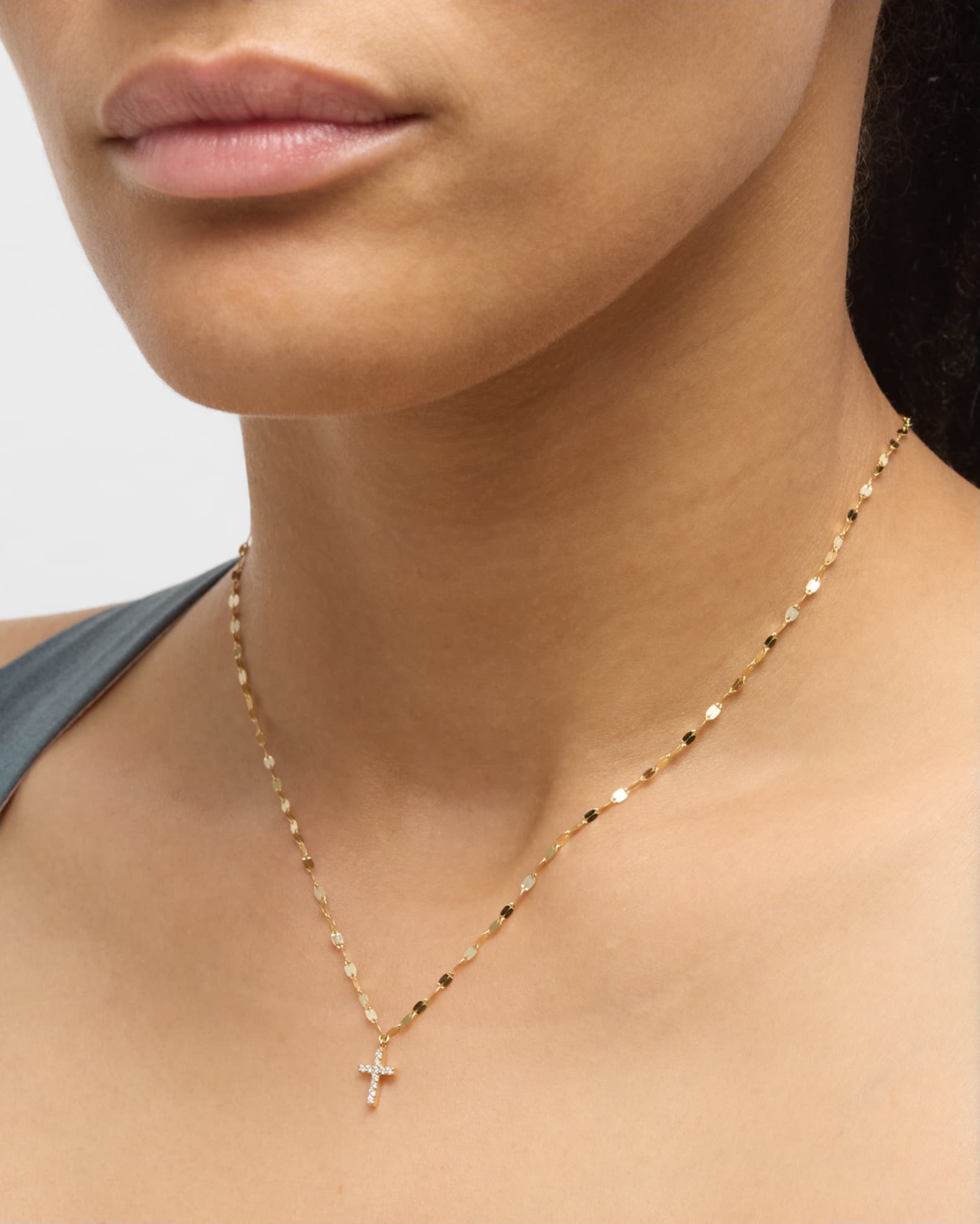 14K Flawless Mini Cross Pendant Necklace 1