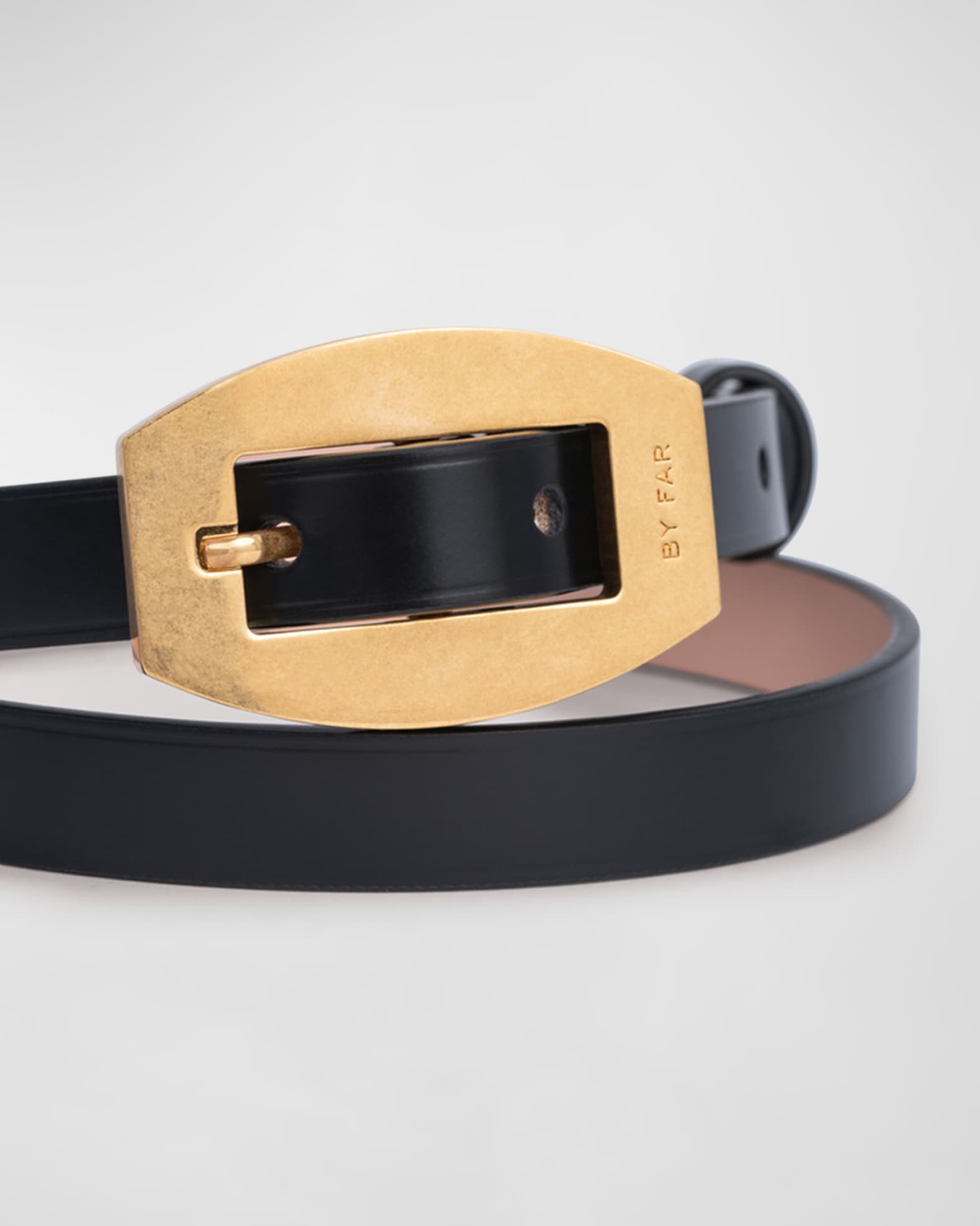 BY FAR Block Semi-Patent Leather Belt | Neiman Marcus
