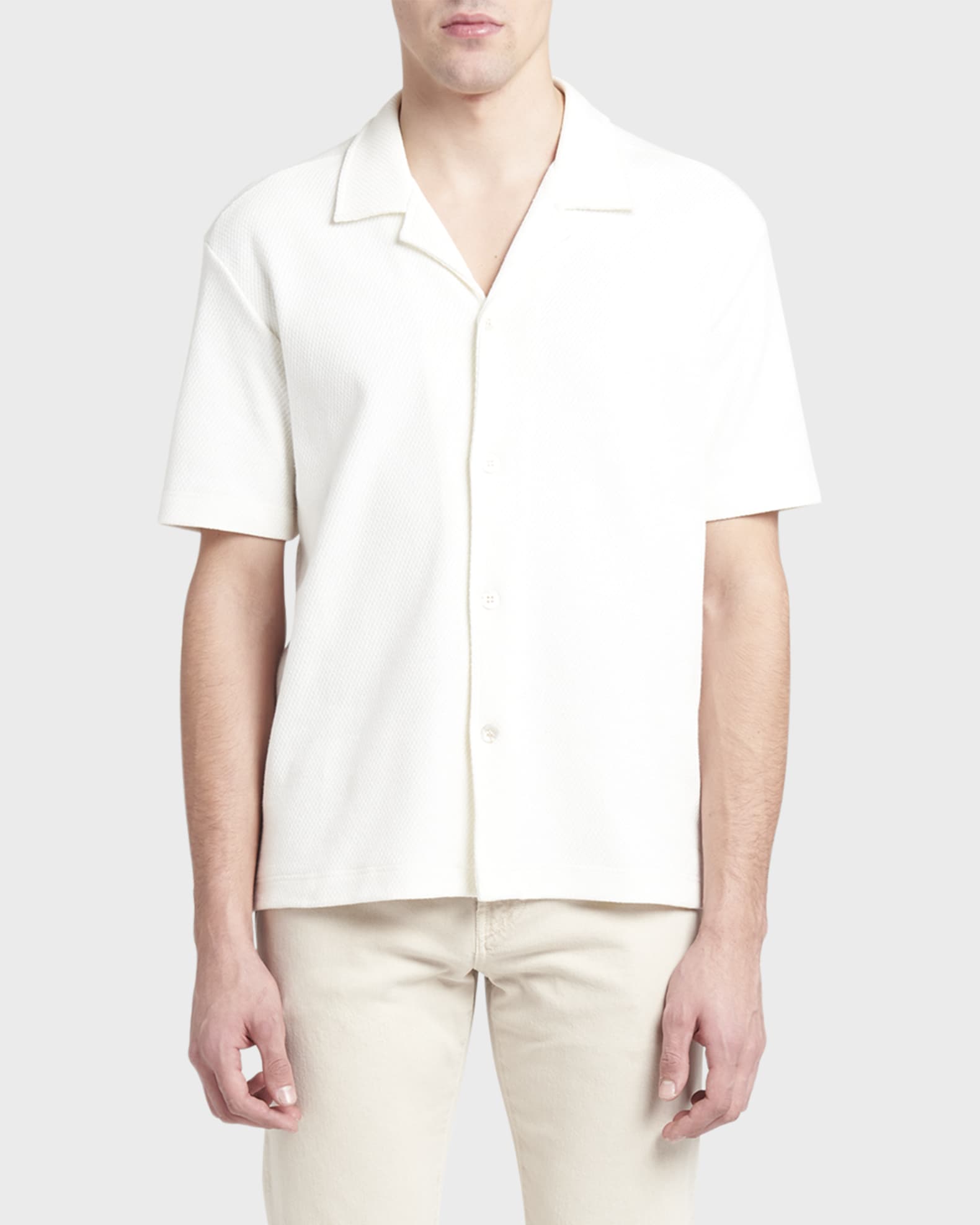 Loro Piana Men's Camicia Cotton-Silk Camp Shirt | Neiman Marcus
