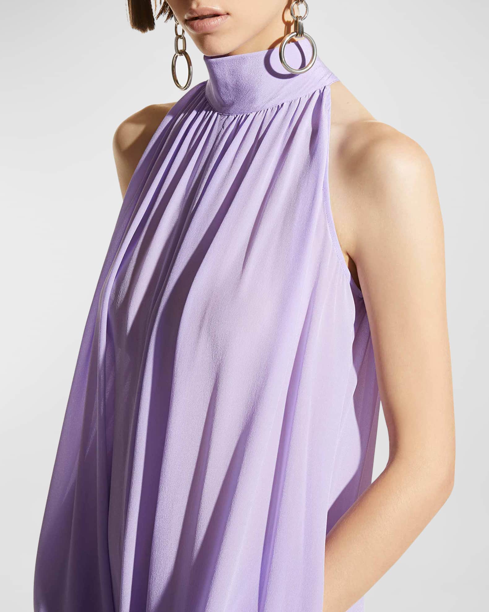 CARESTE Lexine Ruched Silk Halter Jumpsuit Neiman Marcus