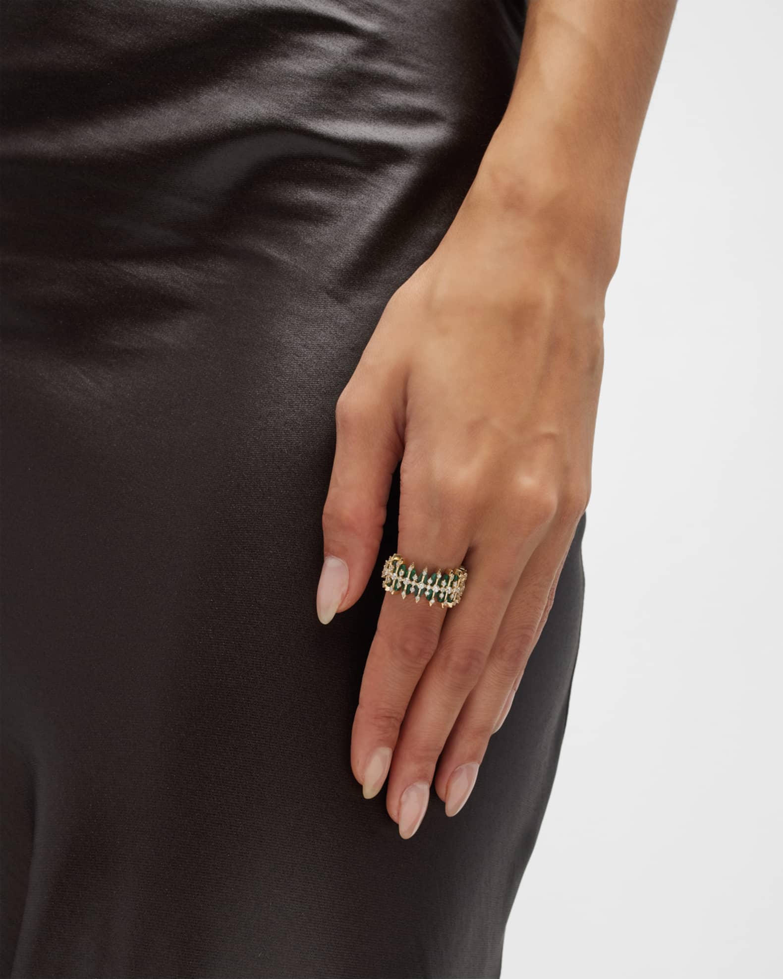 Gratiana 18k Malachite and Diamond Band Ring, Size 7 1