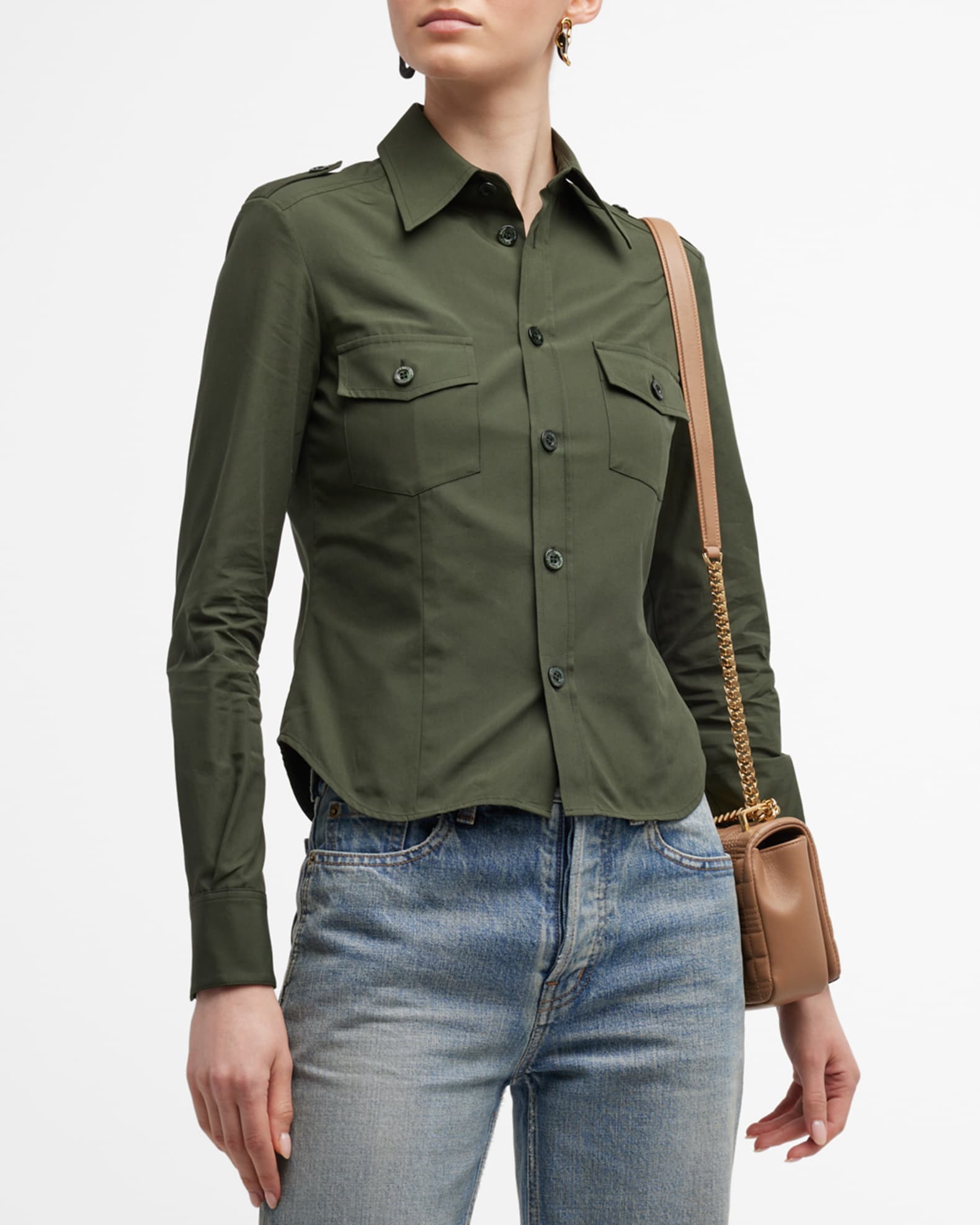 Moet Vertrouwelijk Voorverkoop Saint Laurent Chemise Militaire VI Button-Front Shirt | Neiman Marcus