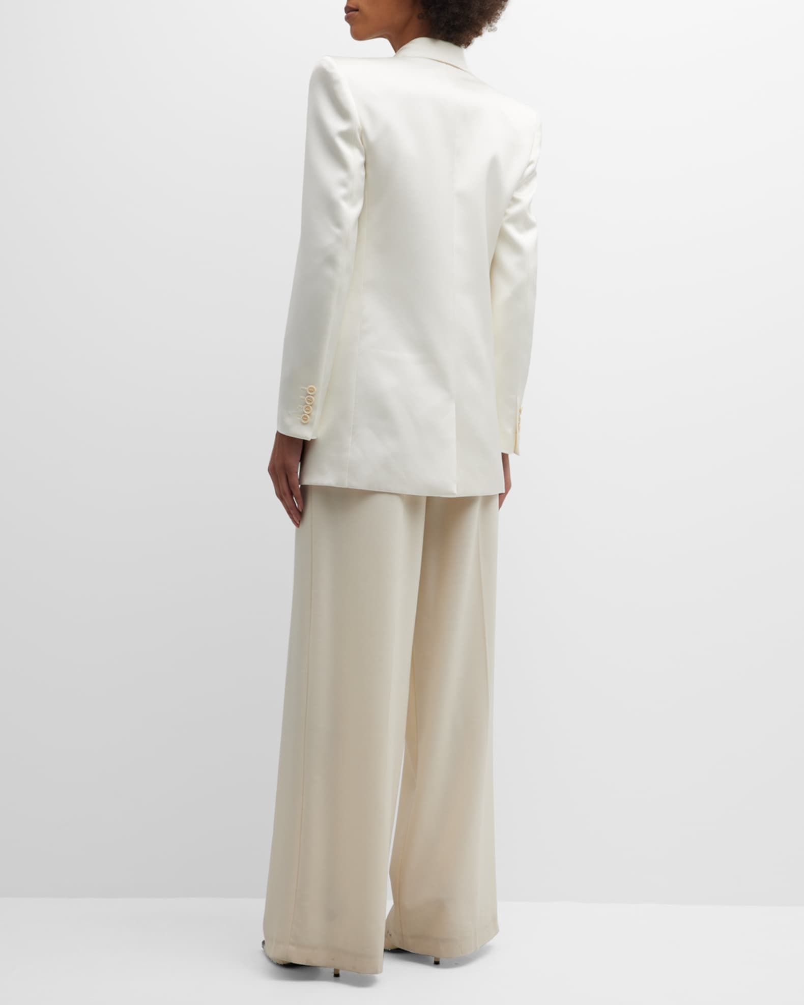 Saint Laurent Silk Tuxedo Jacket with Padded Shoulders | Neiman Marcus