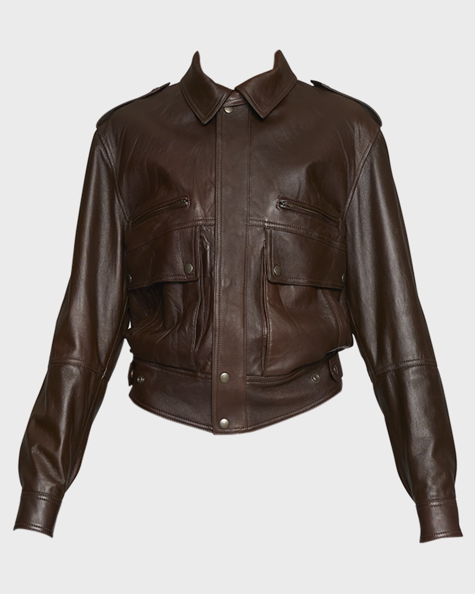 Saint Laurent Leather Collared Utility Jacket