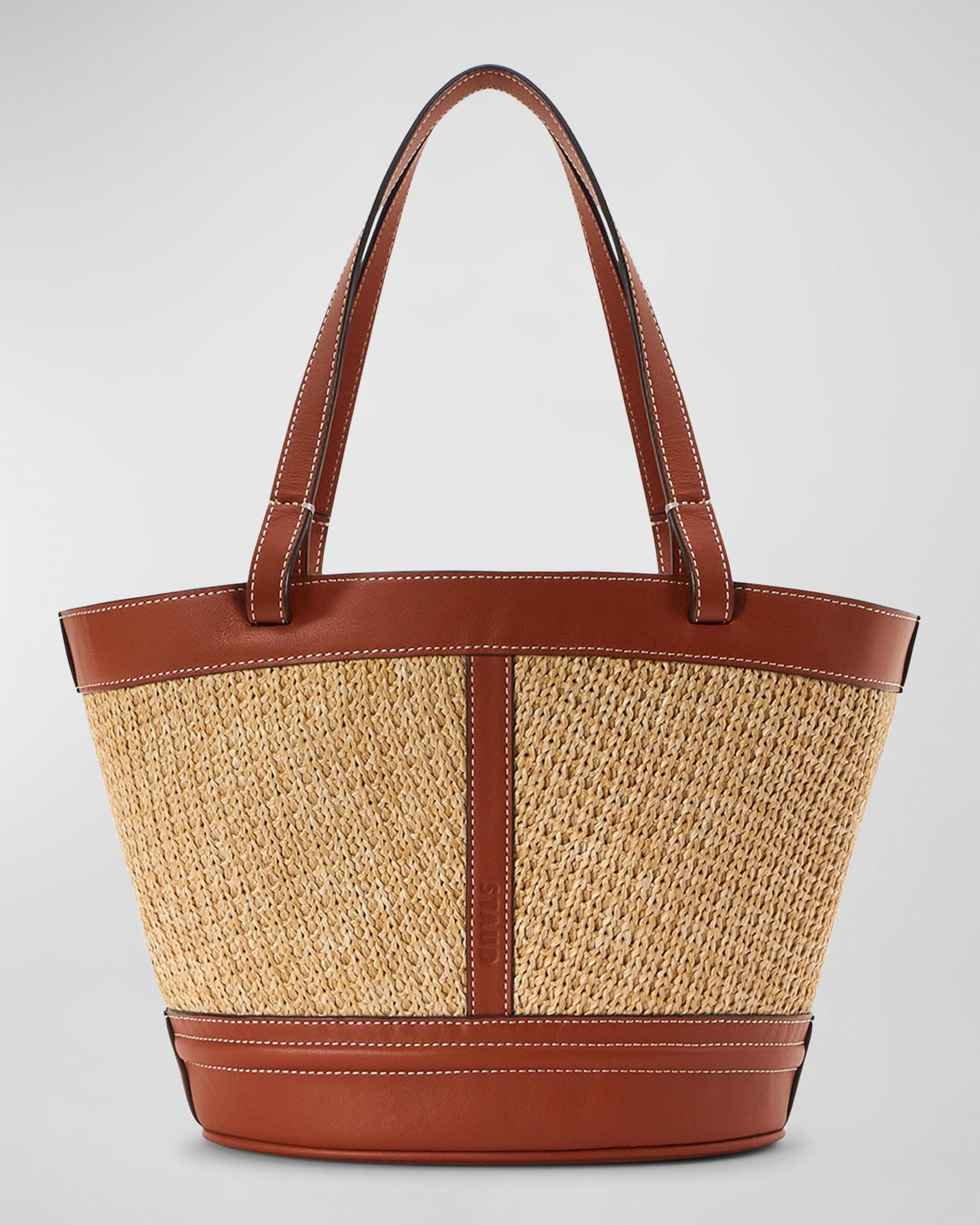 Staud Henri Petite Raffia Tote Bucket Bag | Neiman Marcus