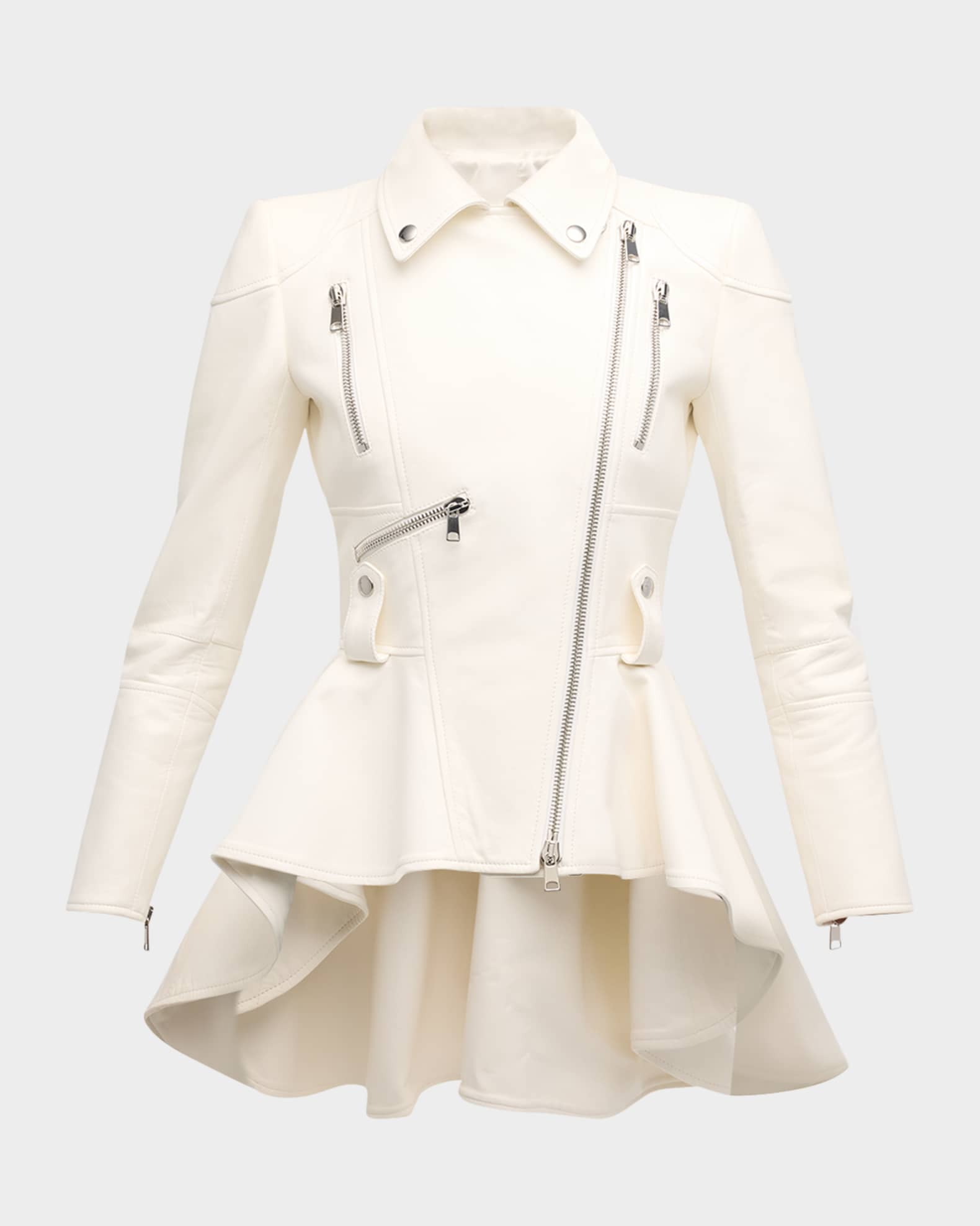 Leather shop peplum blazer